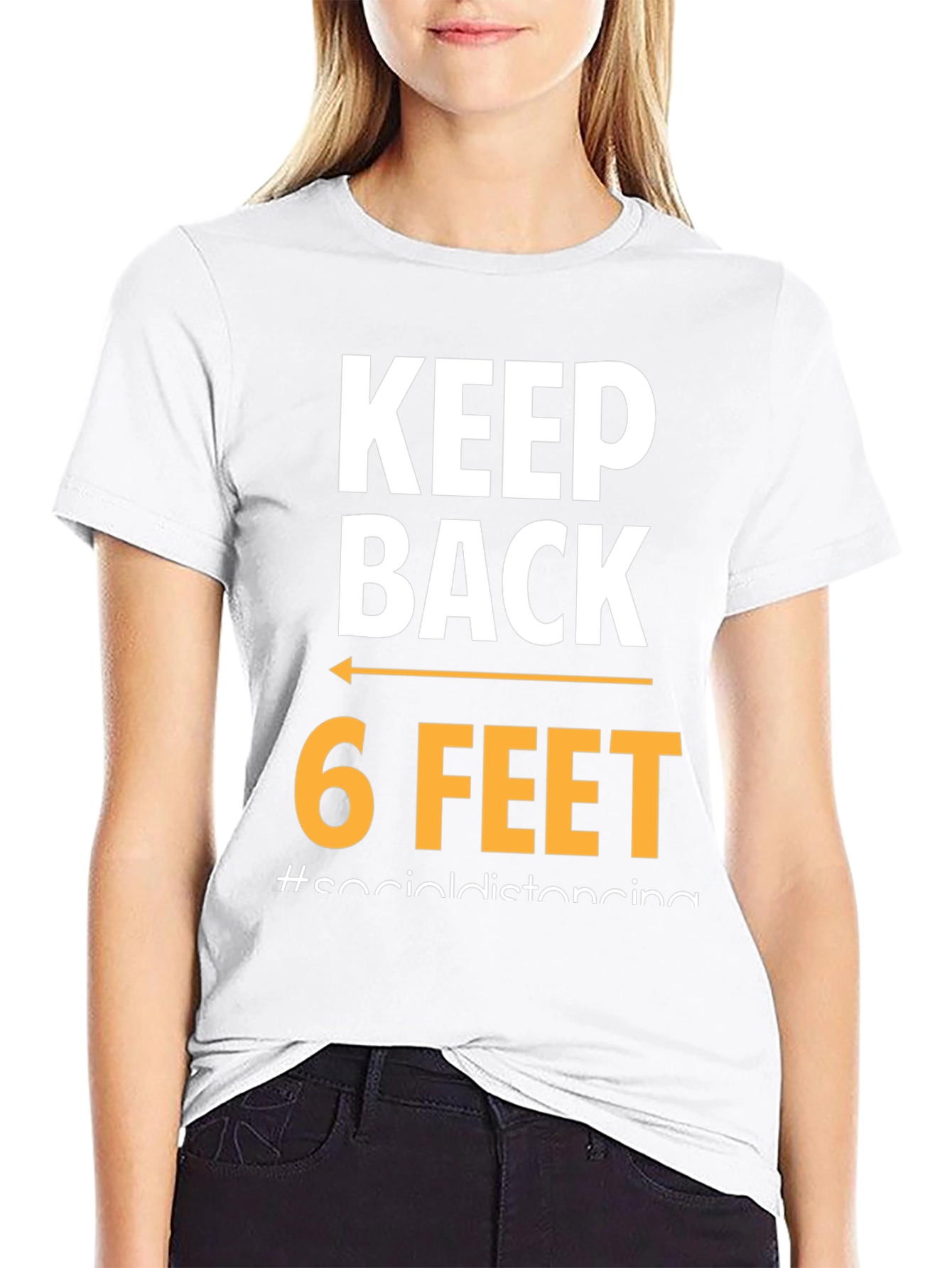 Black Keep Back 6 Feet Social Distancing T-Shirt view 9