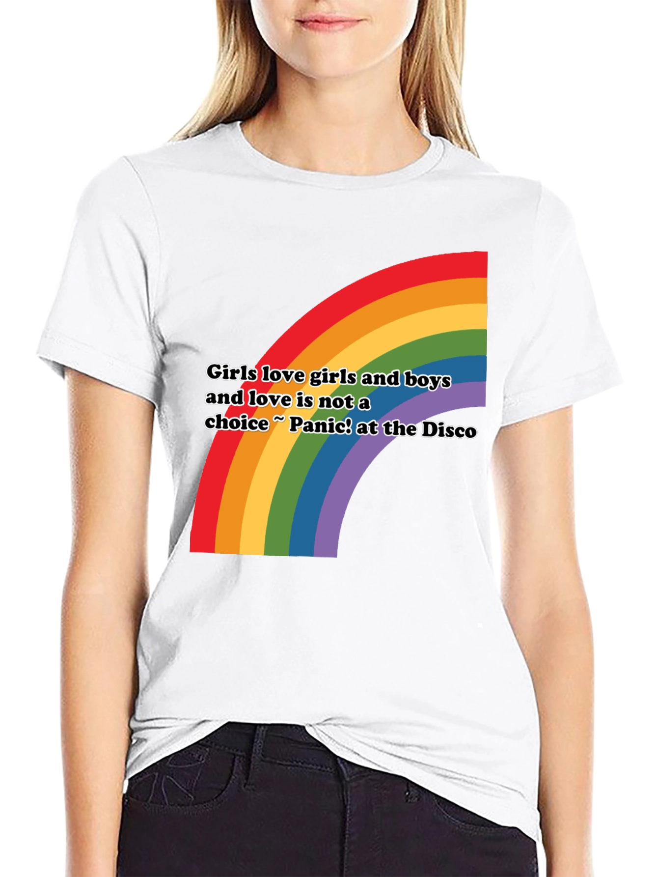 Black Rainbow Love T-Shirt - Girls Love Girls and Boys LGBTQ+ Pride view 9
