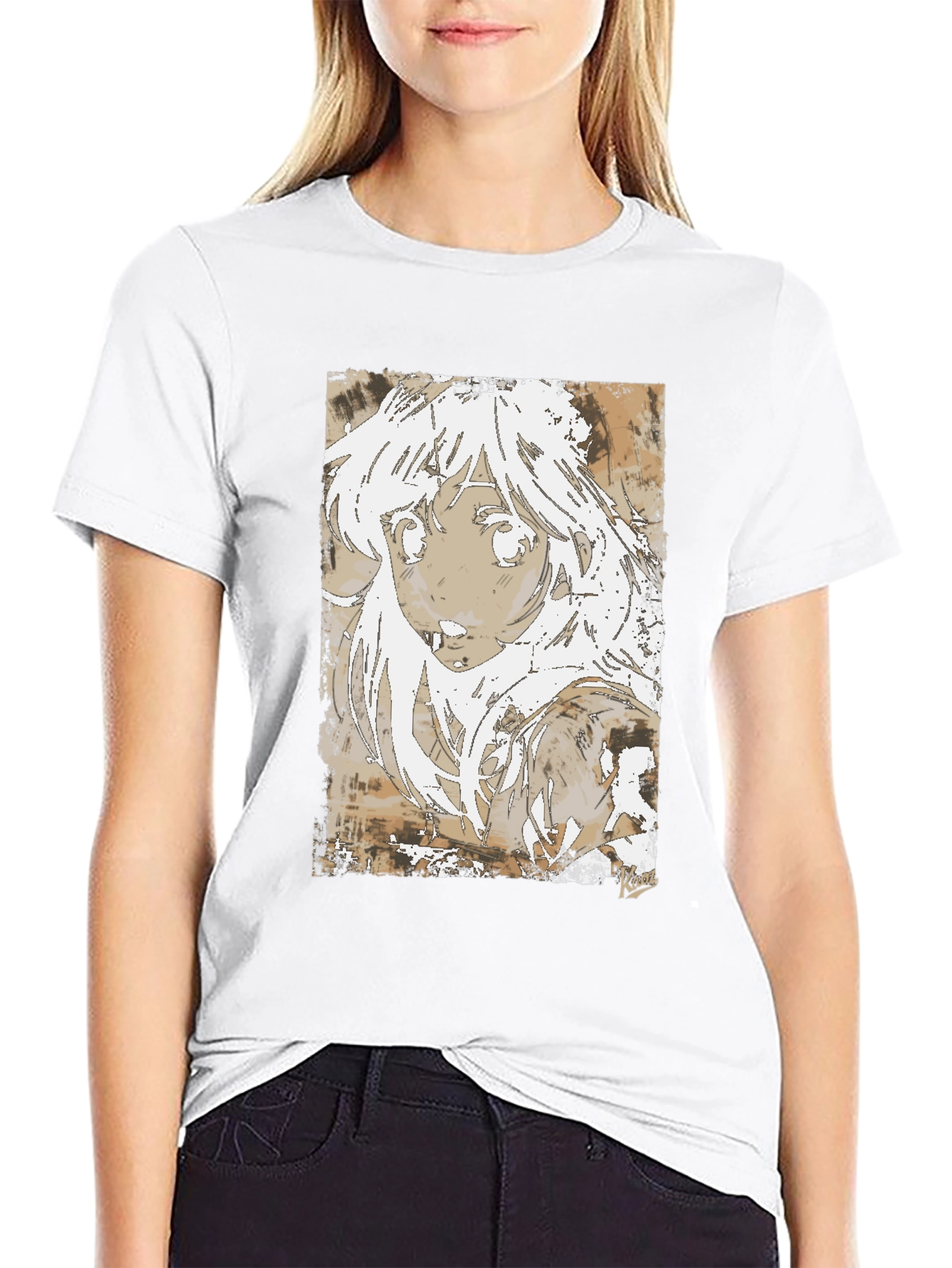 Black Anime Girl Graphic Tee - Stylish Black Cotton T-Shirt view 9