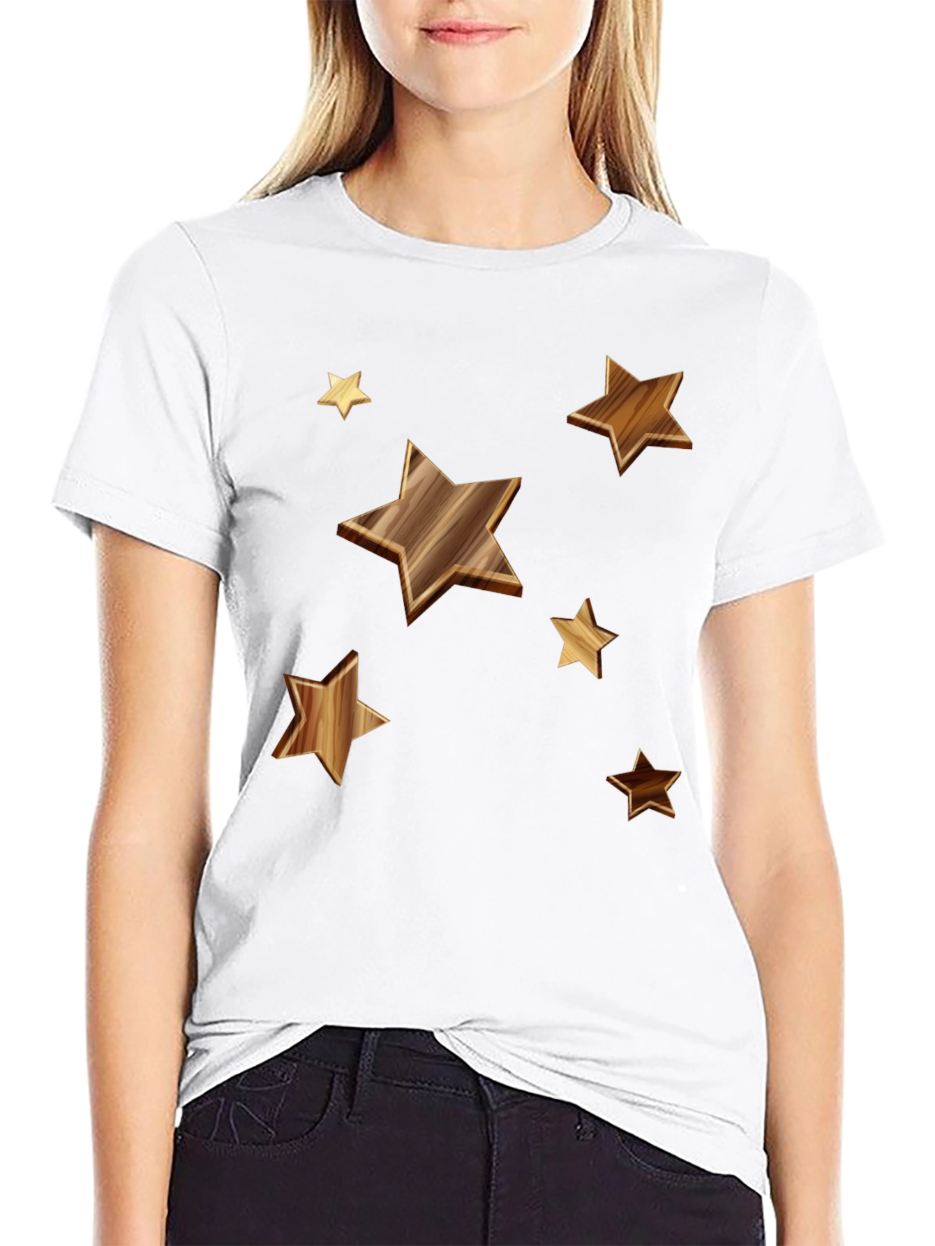Black Starry Woodgrain Tee - Casual Cotton Comfort view 9