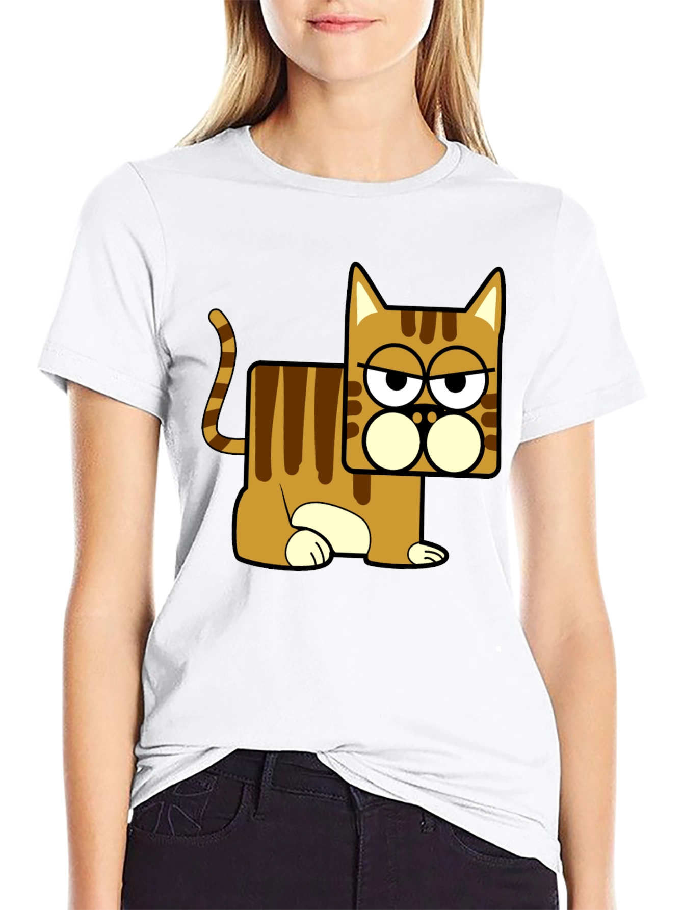 Black Funny Cat Graphic T-Shirt - Black view 9