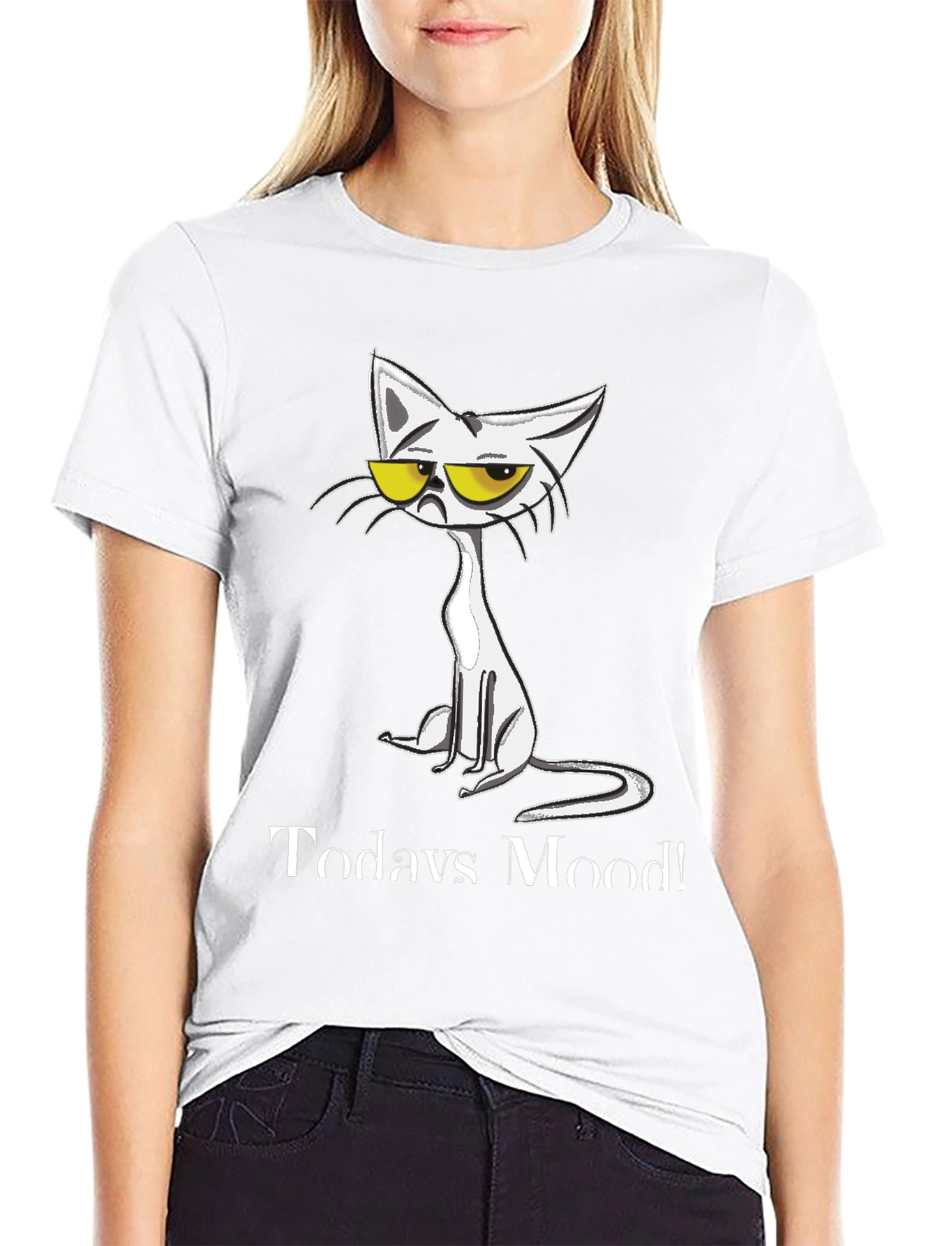 Black Grumpy Cat T-Shirt - Today's Mood Funny Tee view 9