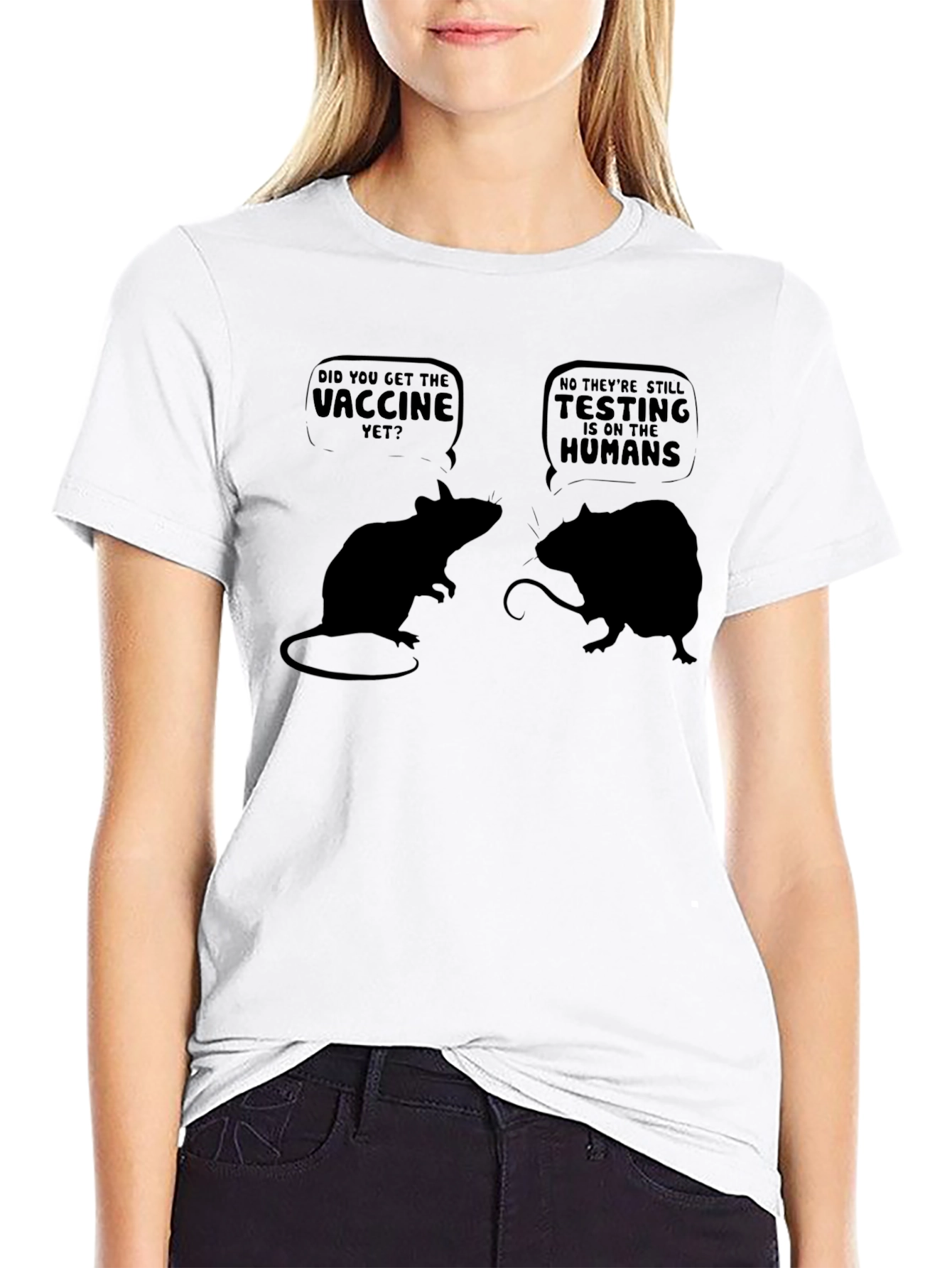 Black Funny Mice Vaccine T-Shirt view 9