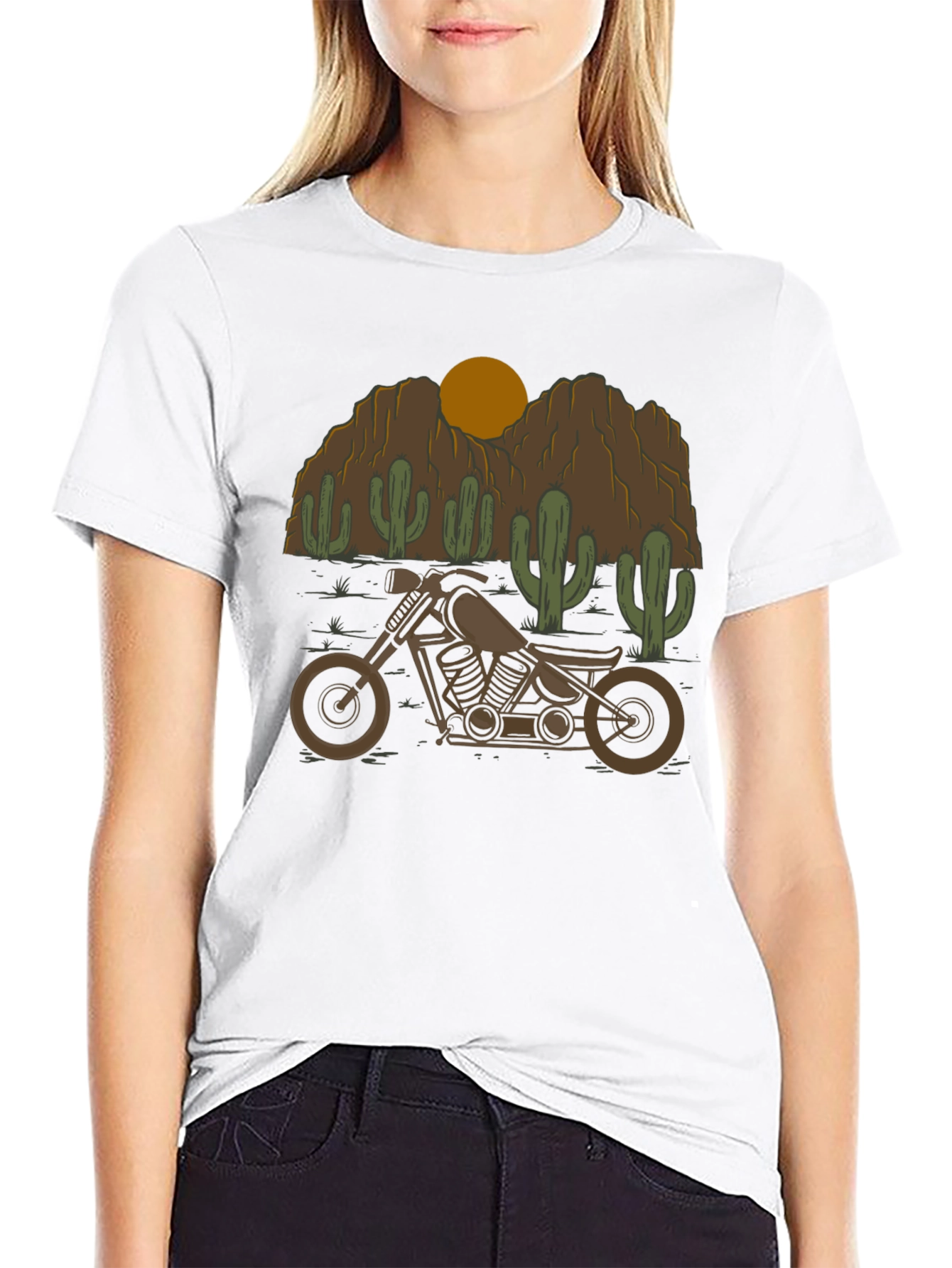 Black Motorcycle Desert Graphic Tee view 9