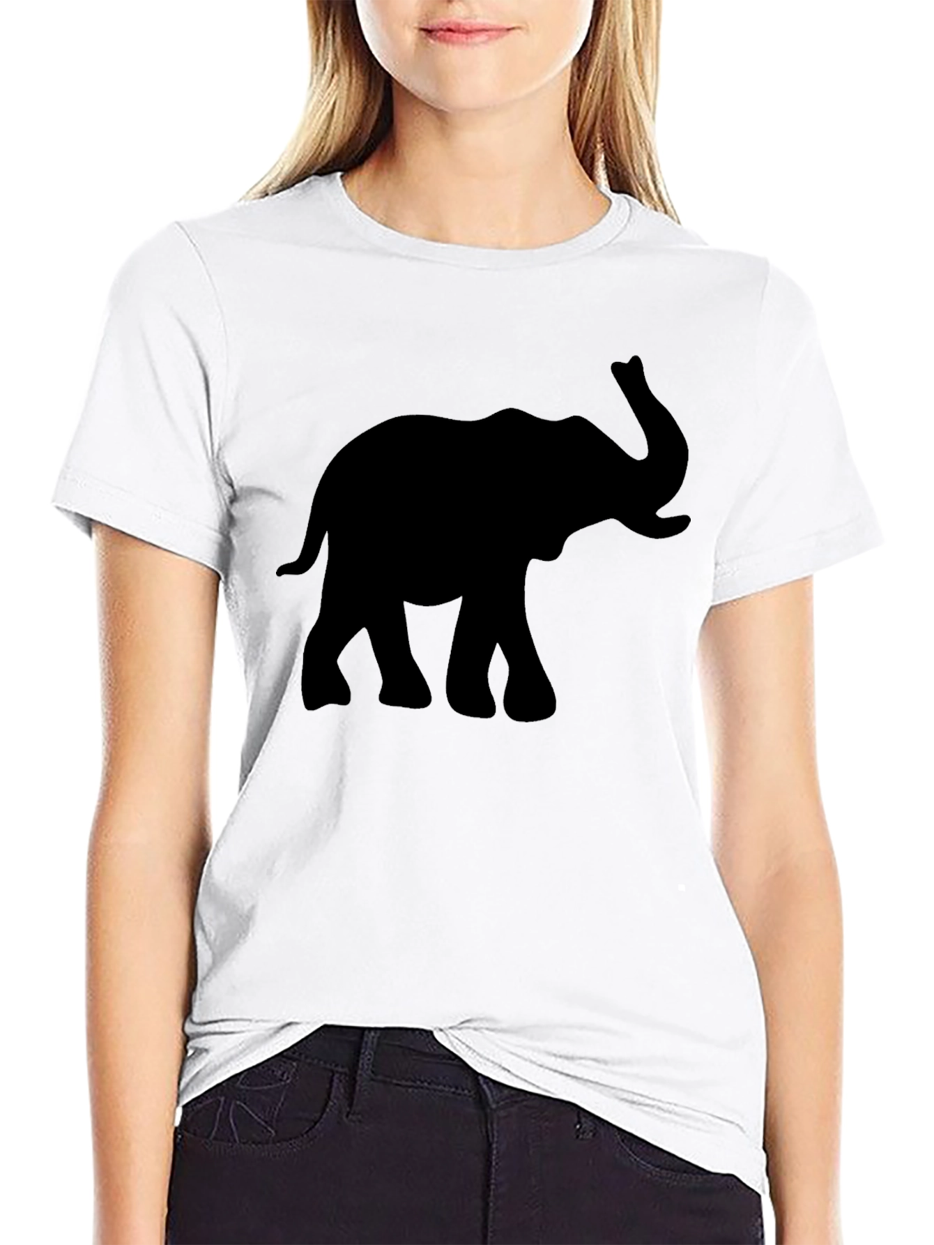 Black Elephant Silhouette Graphic Black T-Shirt view 9
