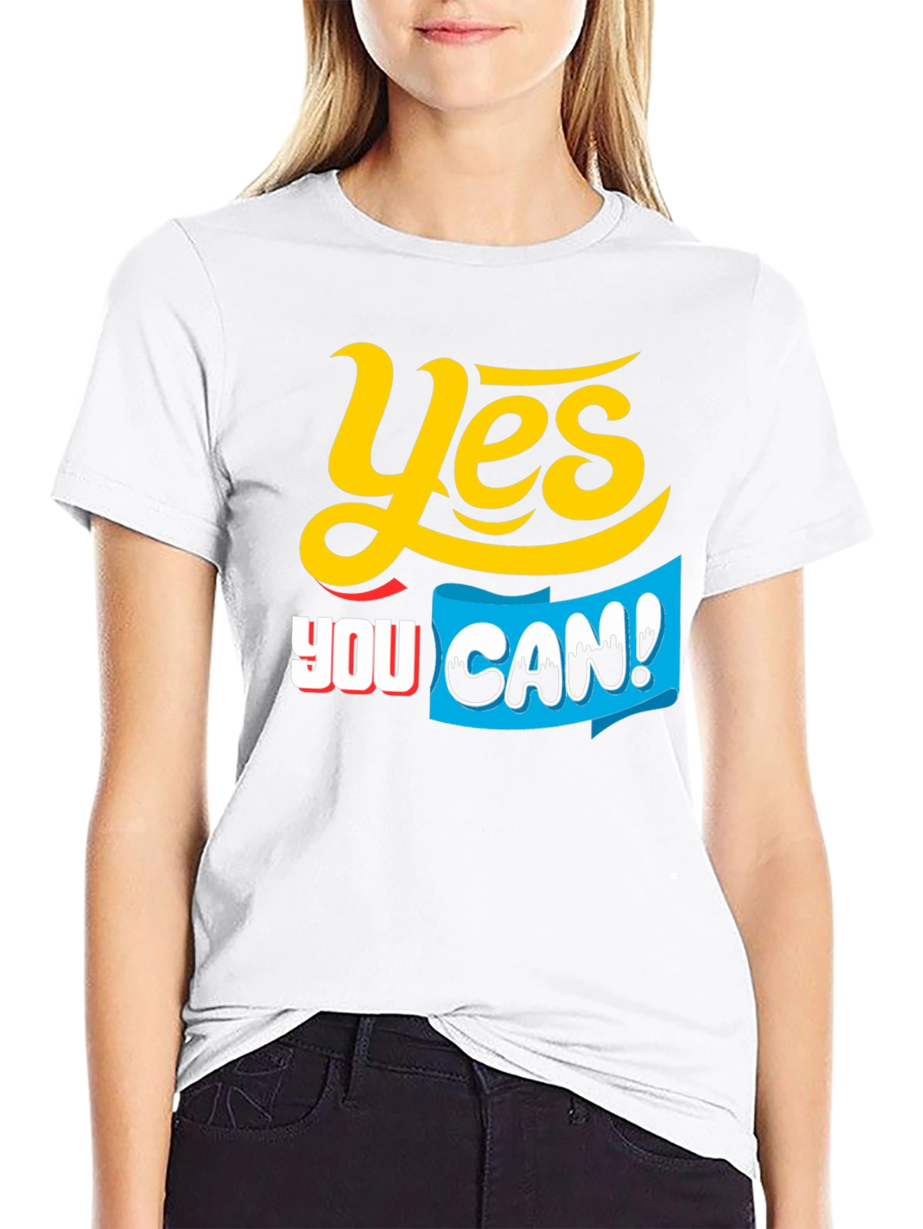 Black Yes You Can! Graphic T-Shirt view 9