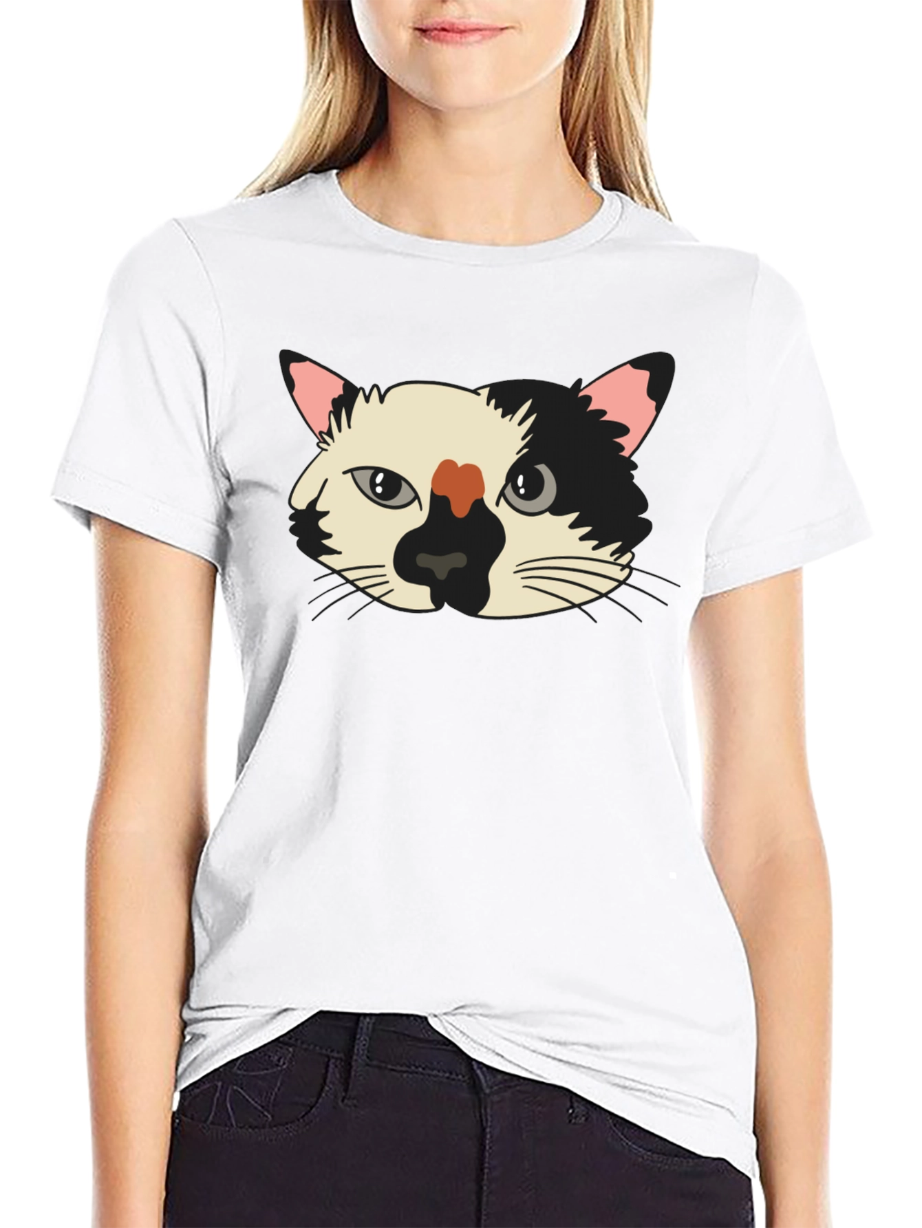 Black Cat Face Graphic Tee - Unisex Black T-Shirt view 9