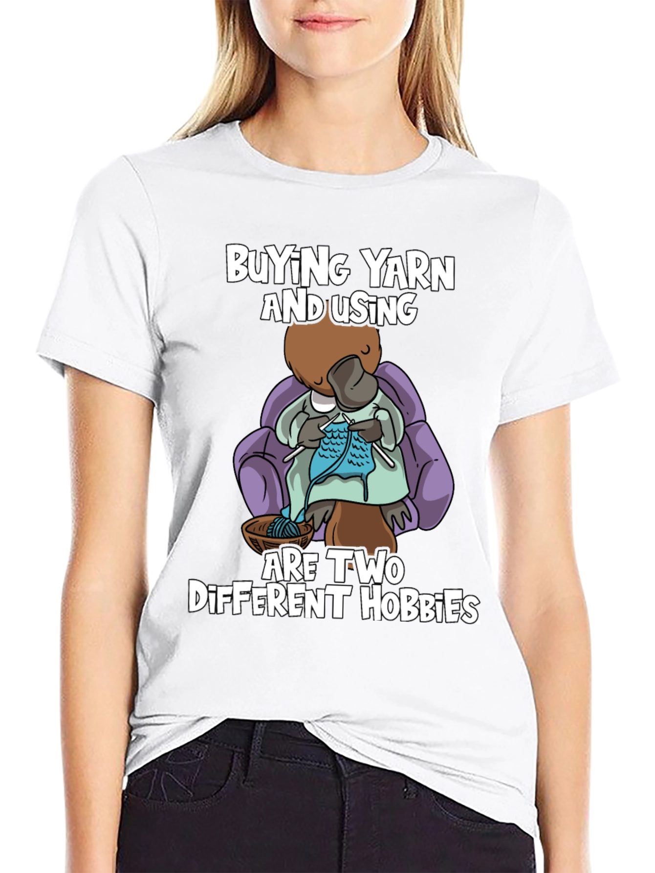 Black Funny Knitting Hobby T-Shirt view 9