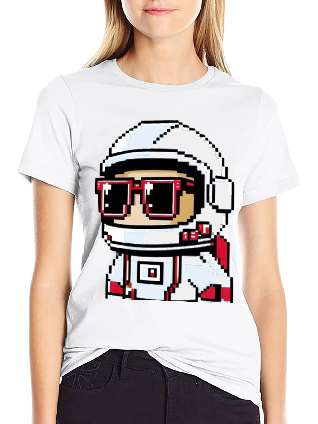 Black Pixel Astronaut Graphic T-Shirt - Black view 9