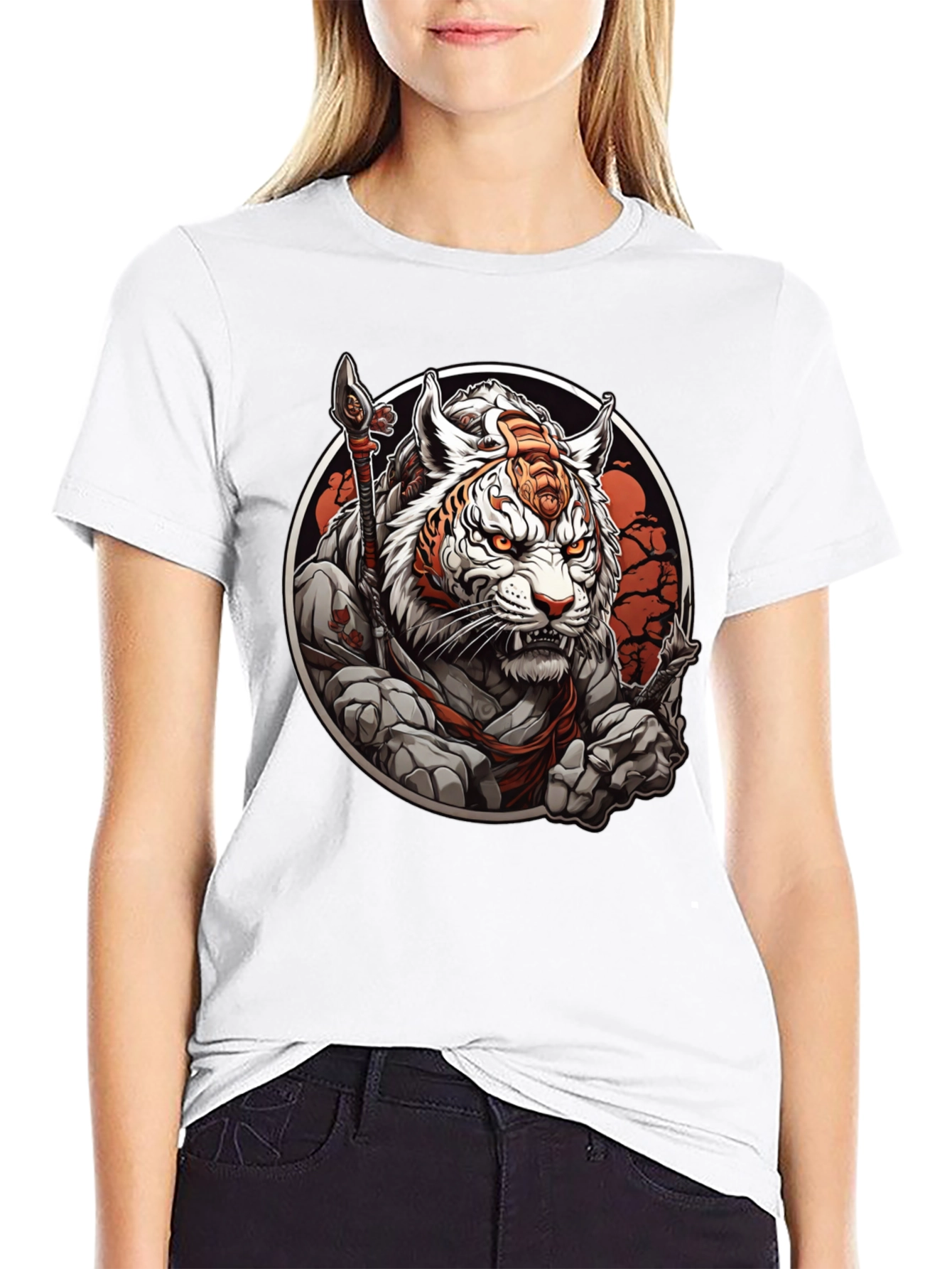 Black Tiger Warrior Graphic Tee - Men's Black T-Shirt view 9