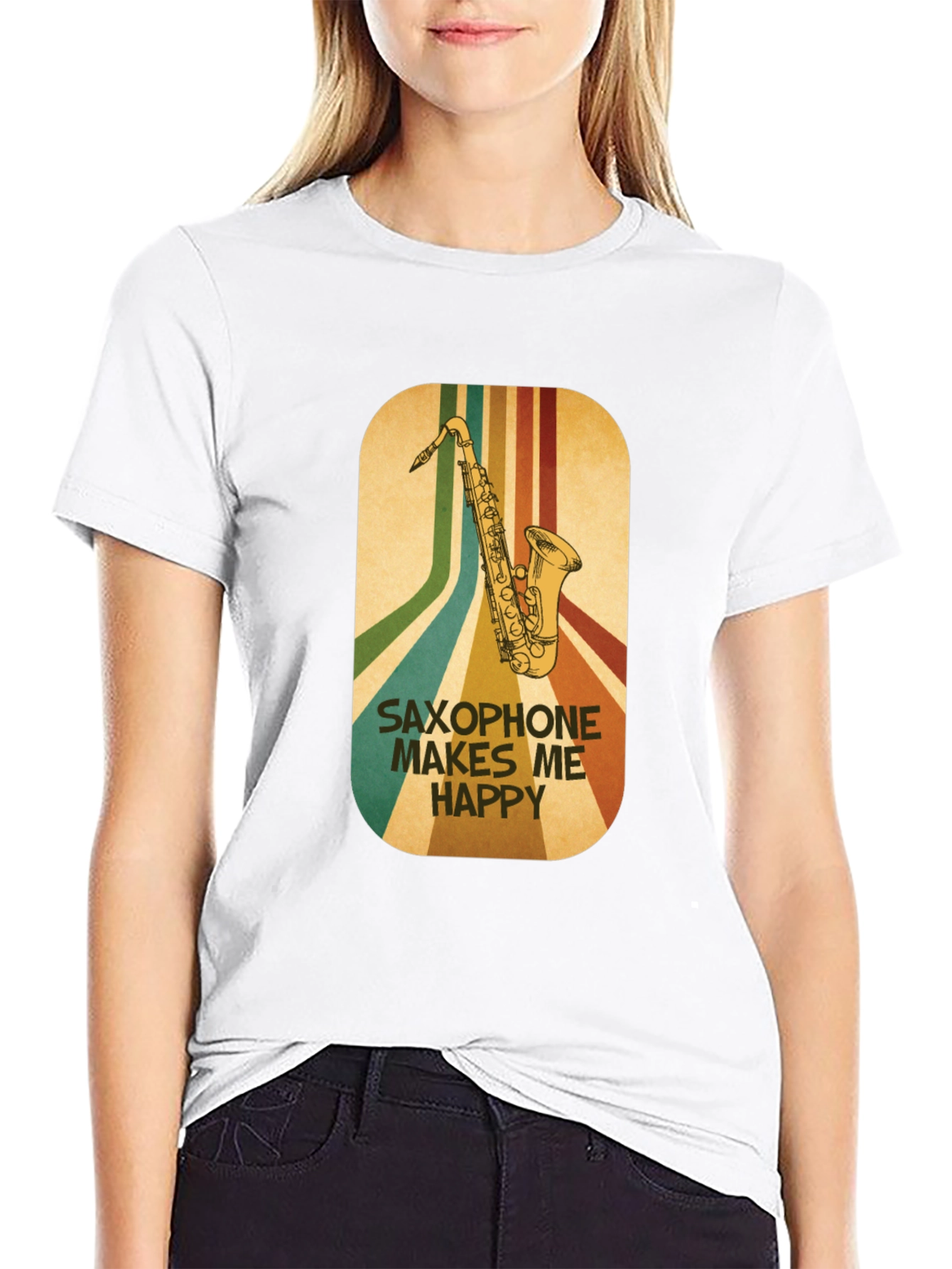Black Saxophone Makes Me Happy Graphic Tee view 9