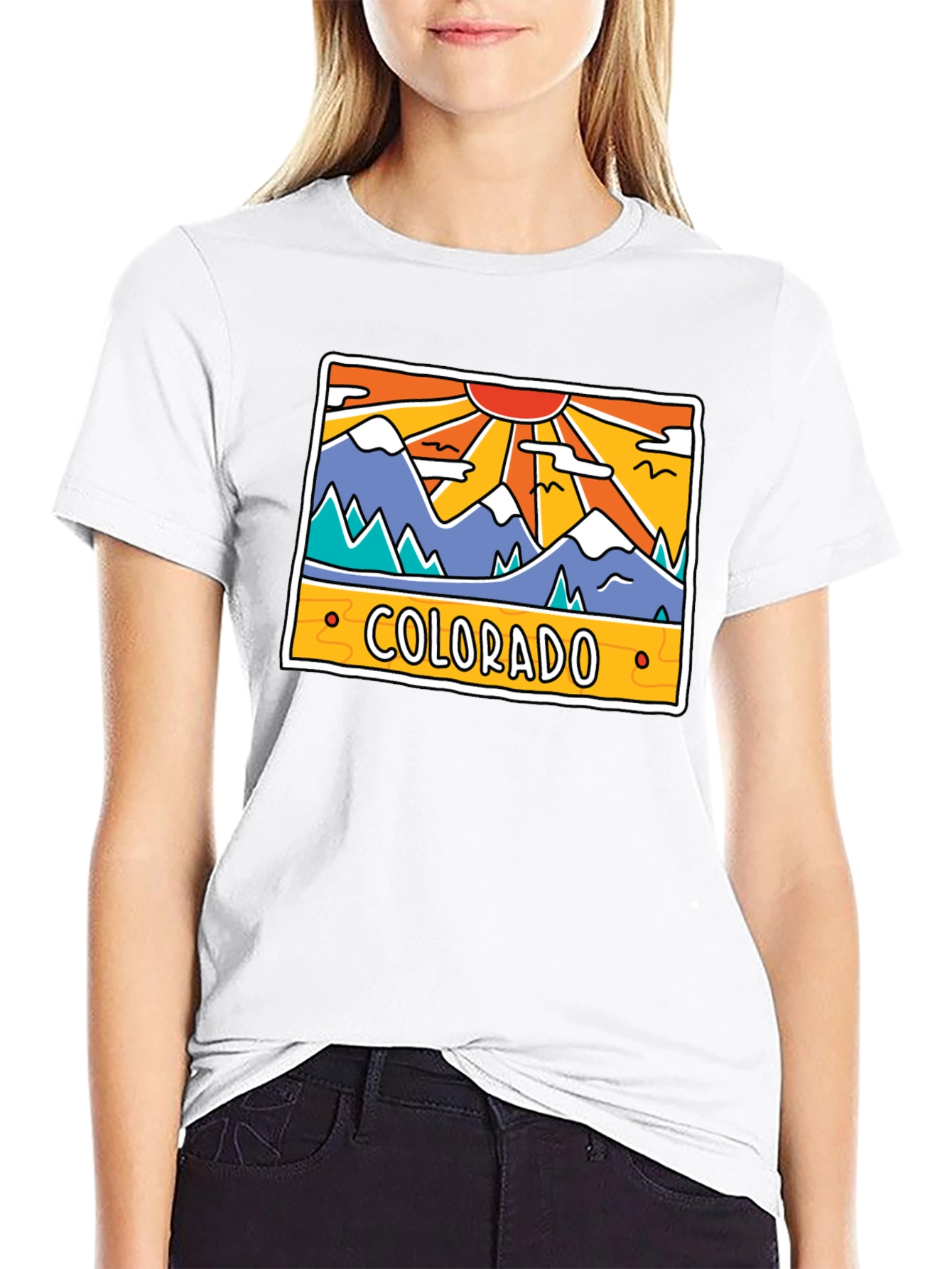 Black Colorado Mountain Graphic T-Shirt - Retro Style view 9