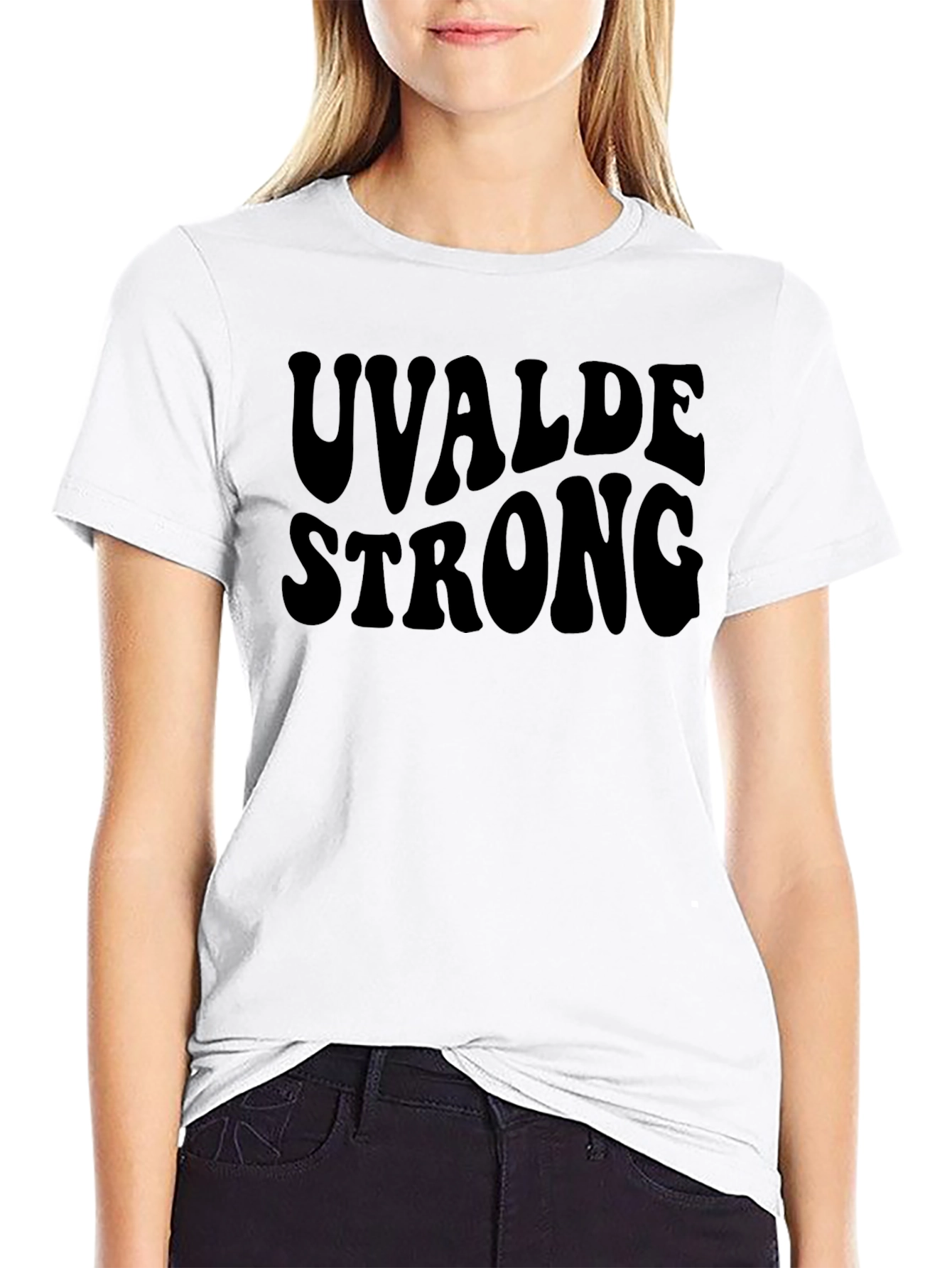 Black Uvalde Strong Black Graphic T-Shirt view 9