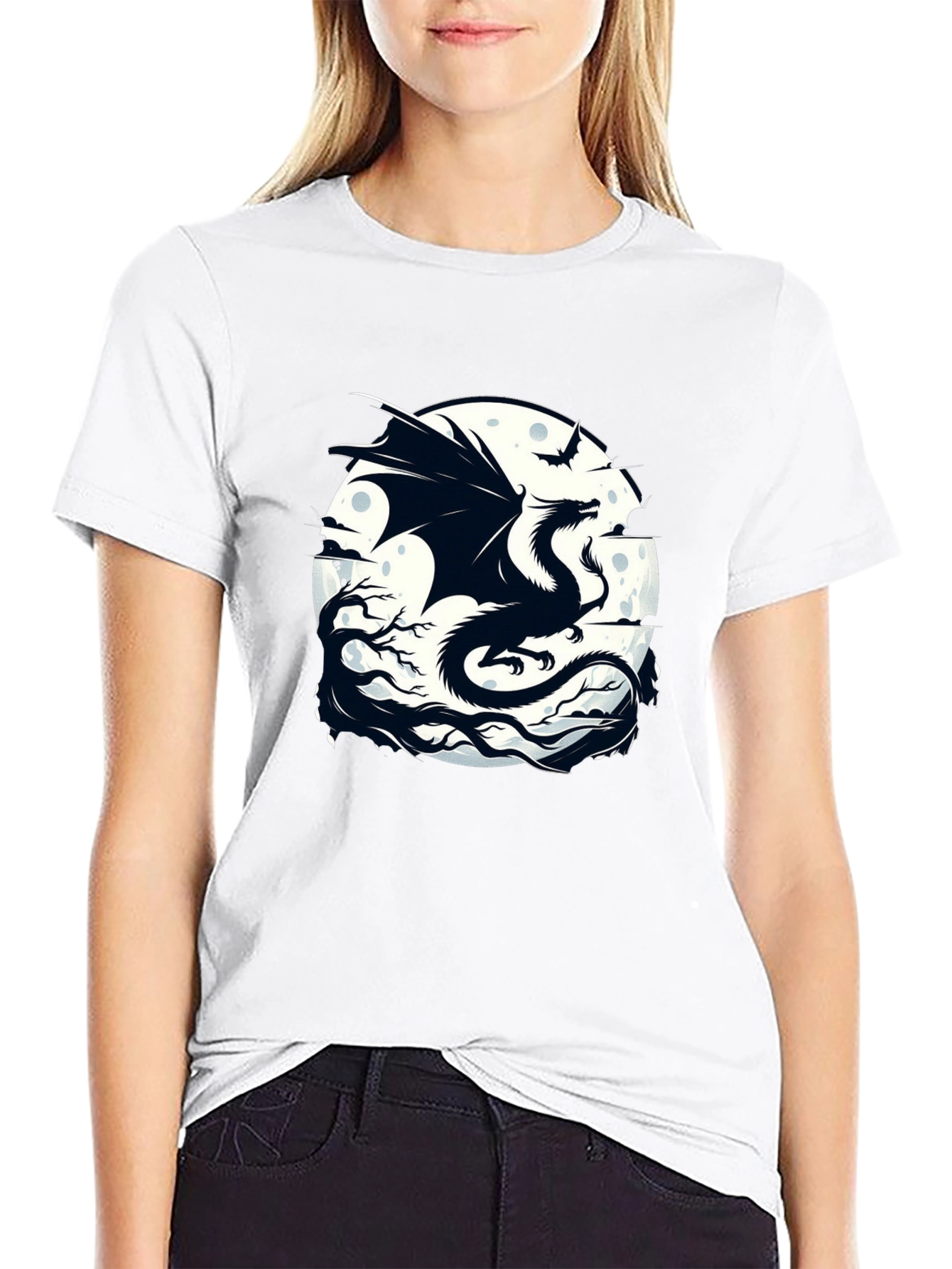 Black Dragon Moon Graphic Tee - Black view 9