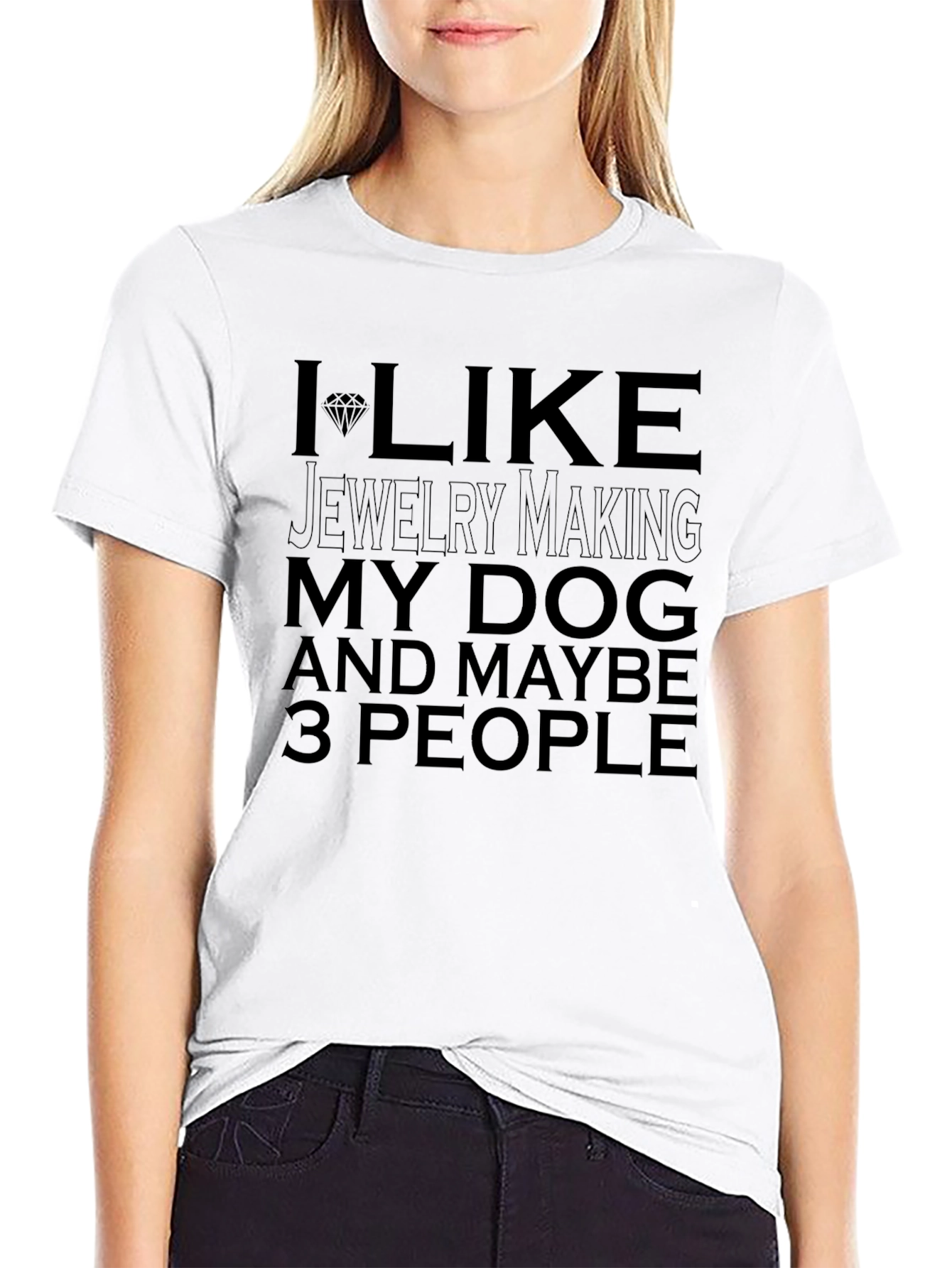 Black Jewelry Making, Dog & 3 People T-Shirt view 9