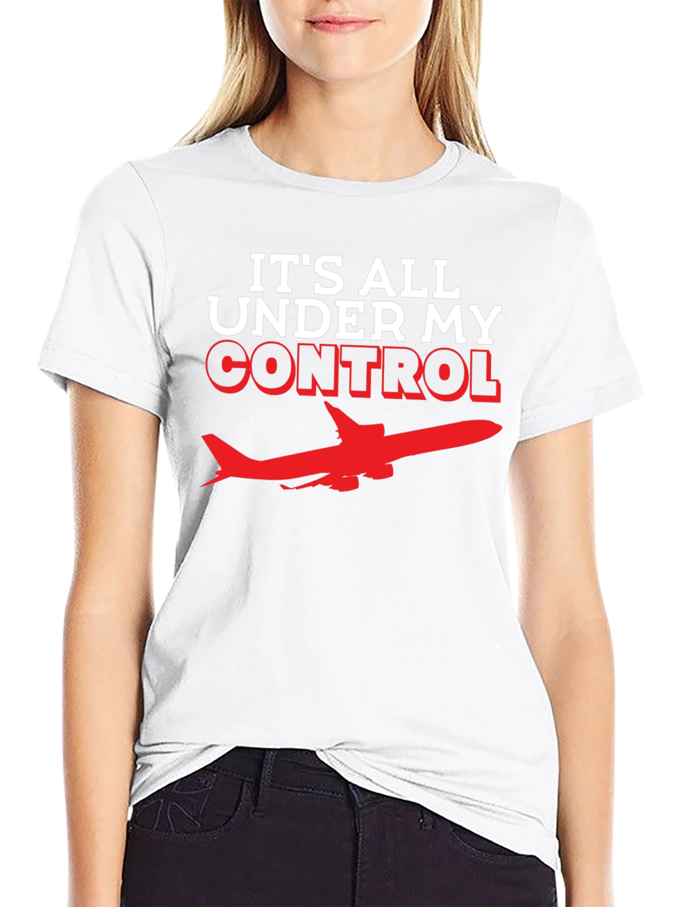 Black Pilot T-Shirt: It's All Under My Control - Airplane Tee view 9