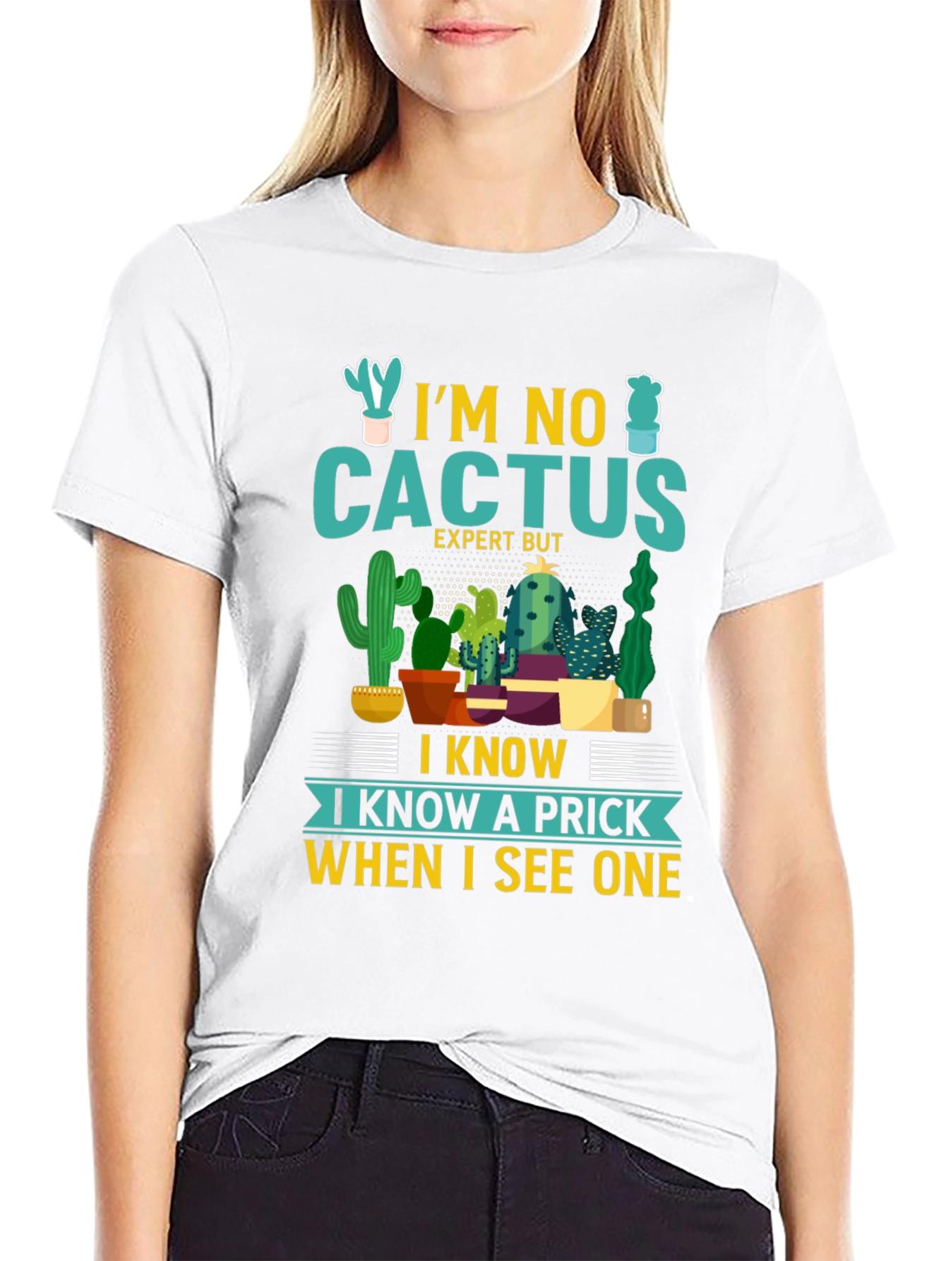 Black I'm No Cactus Expert But Prick Novelty T-Shirt view 9