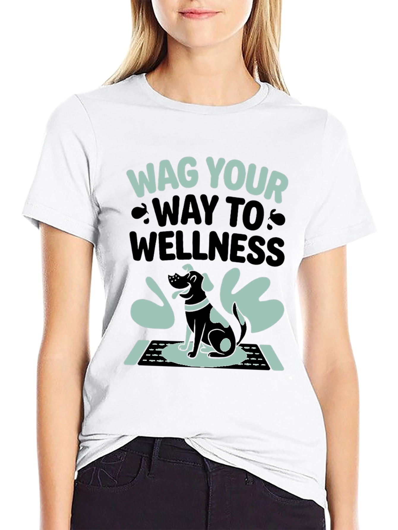 Black Wag Your Way to Wellness T-Shirt - Black view 9