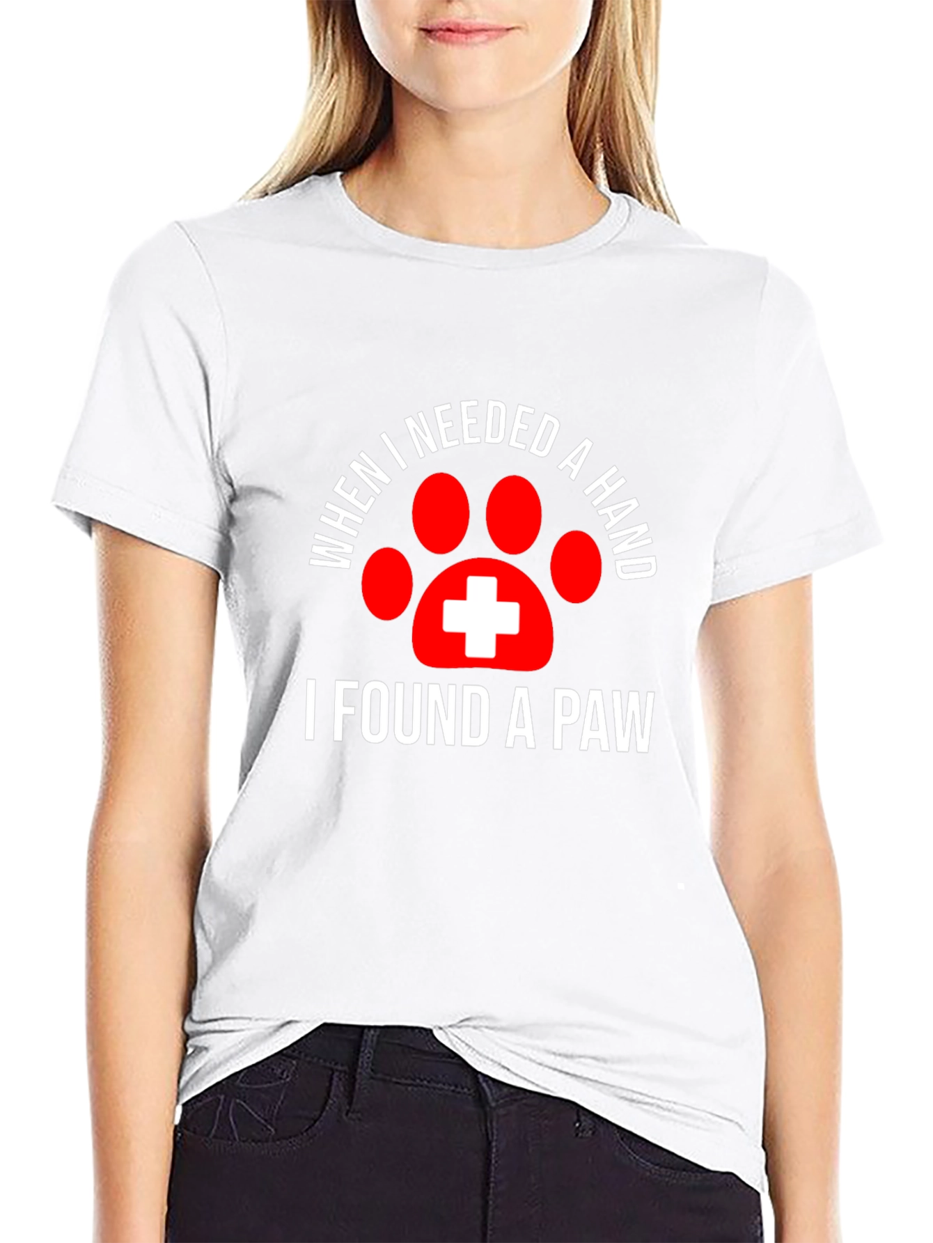 Black When I Needed a Hand I Found a Paw T-Shirt view 9