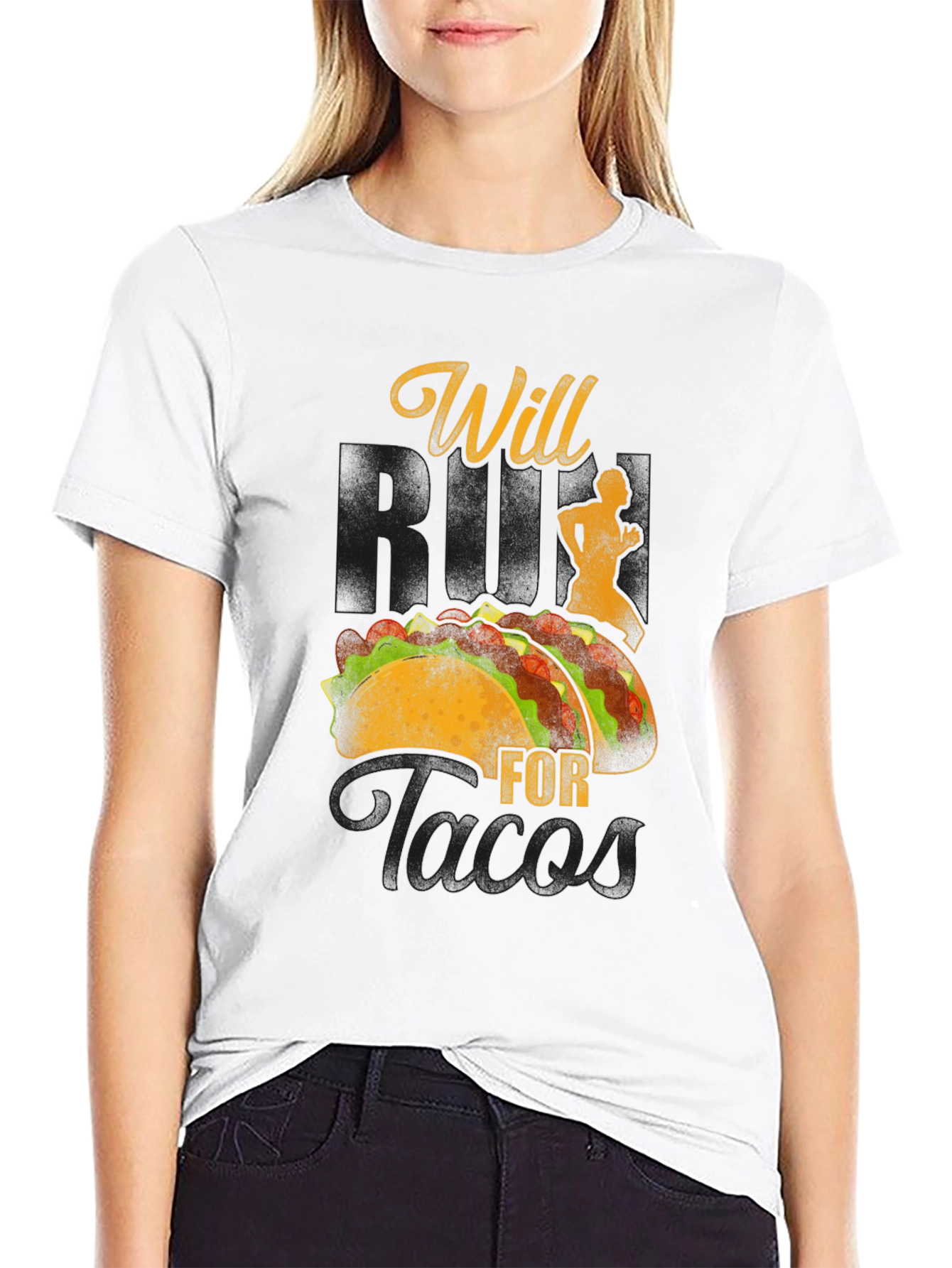 Black Will Run For Tacos Graphic Tee view 9