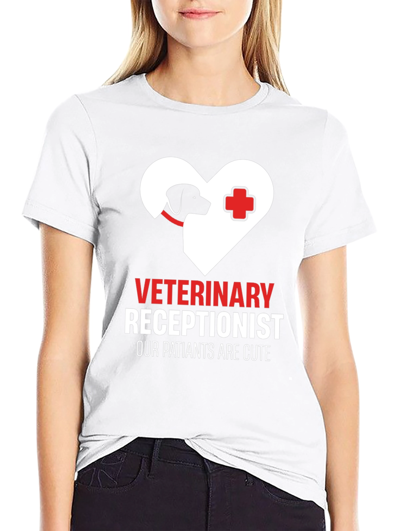 Black Veterinary Receptionist T-Shirt - Cute Patients Tee view 9