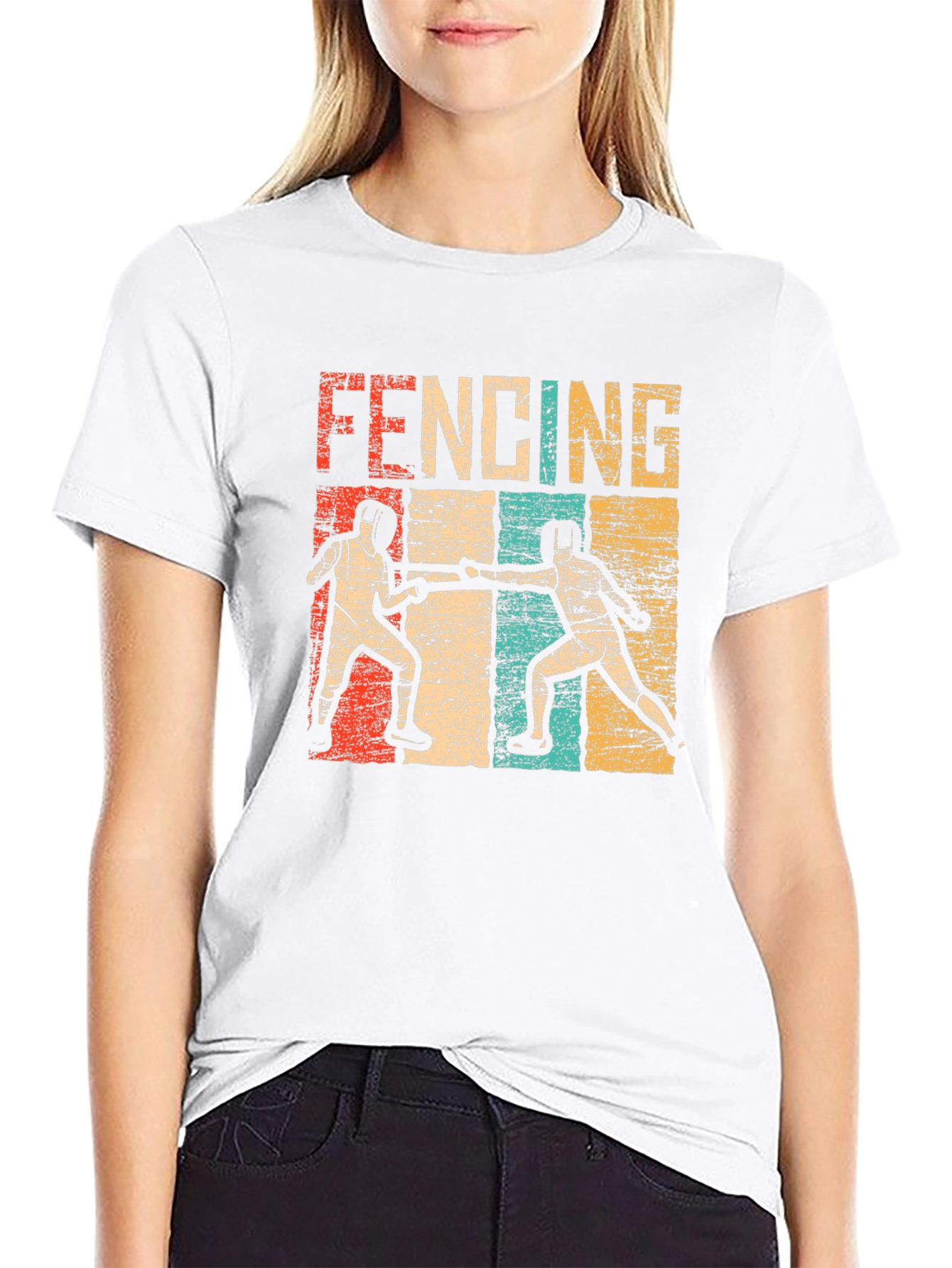 Black Vintage Fencing T-Shirt view 9