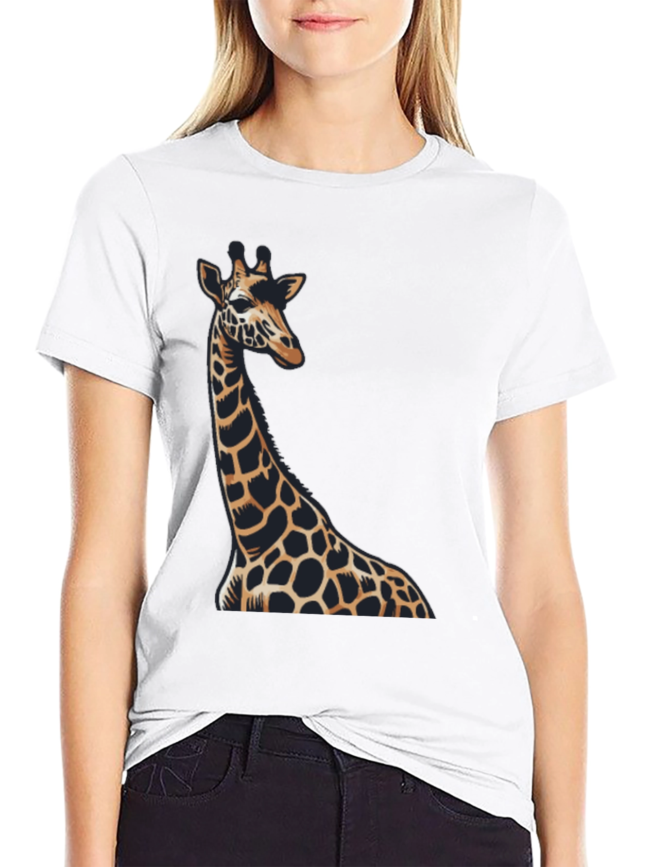 Black Giraffe Graphic Black T-Shirt view 9