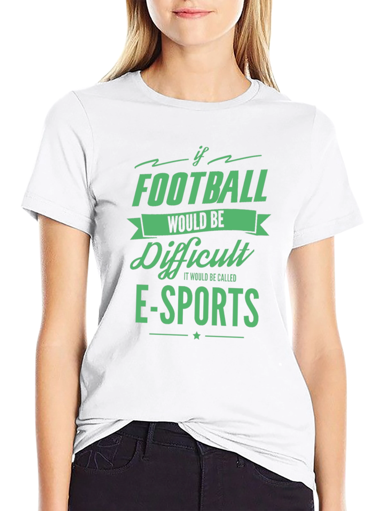 Black Football vs Esports Black Graphic Tee view 9