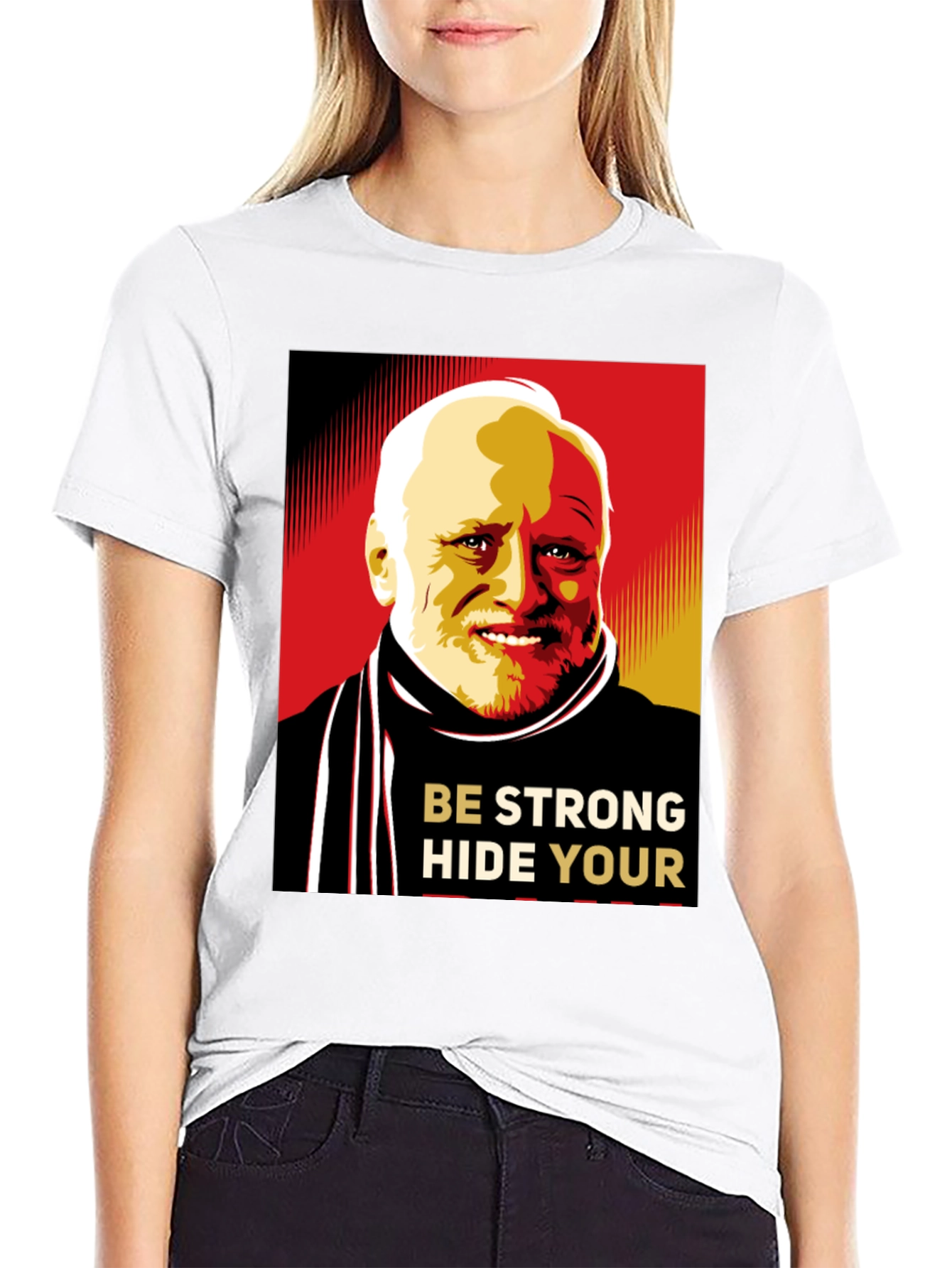 Black Hide Your Pain Harold Meme Black T-Shirt view 9
