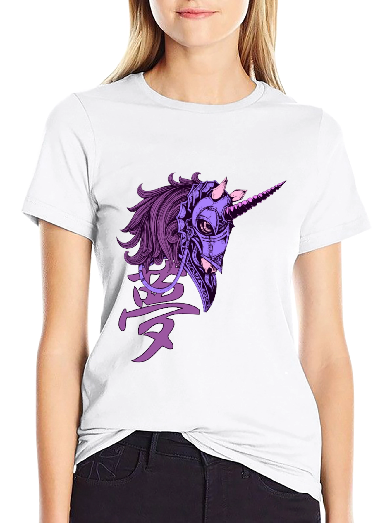 Black Cyberpunk Unicorn Graphic T-Shirt - Black view 9