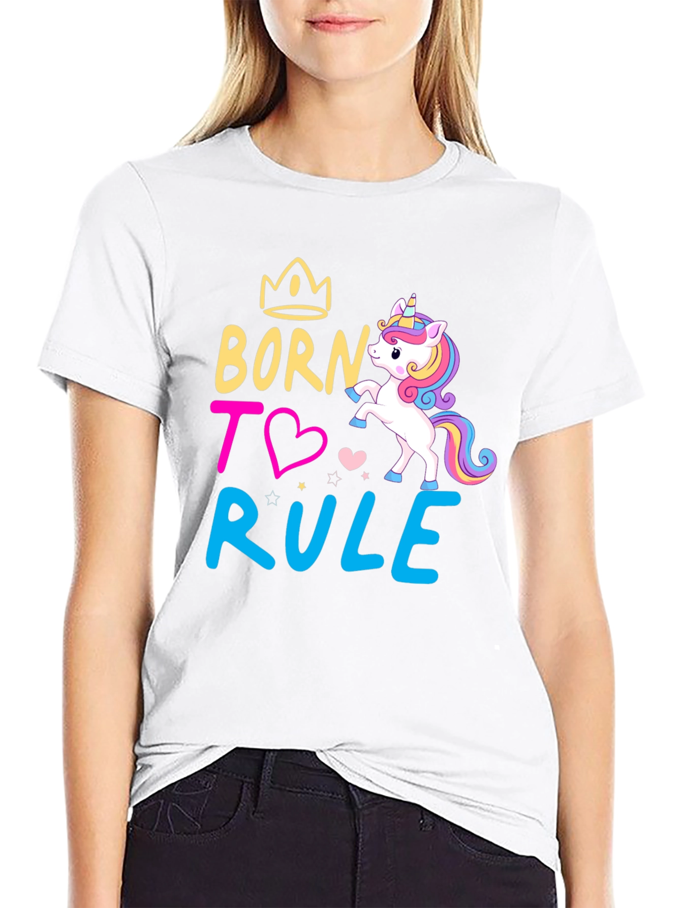 Black Born to Rule Unicorn Graphic T-Shirt view 9