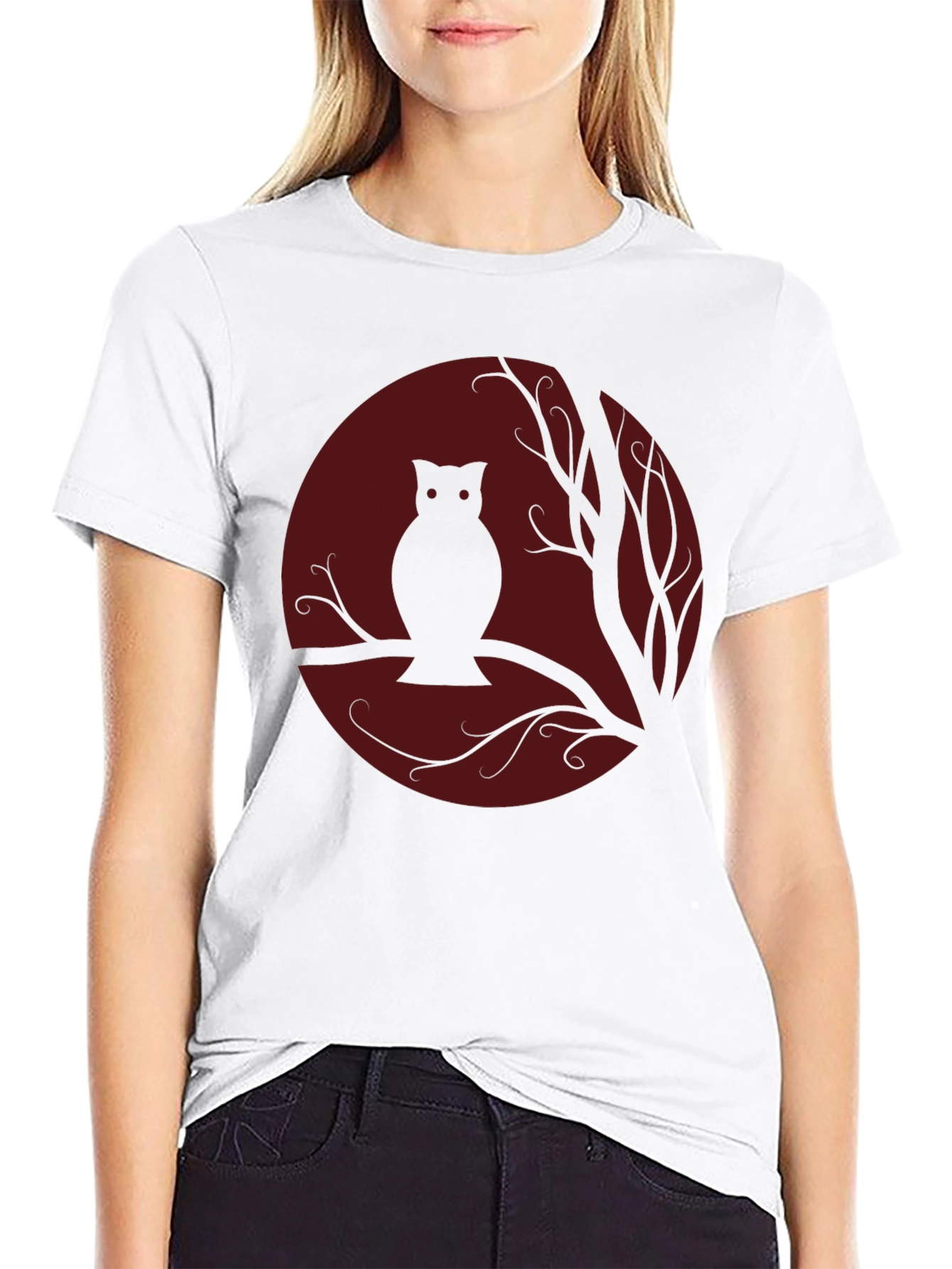 Black Owl Moon Silhouette T-Shirt view 9