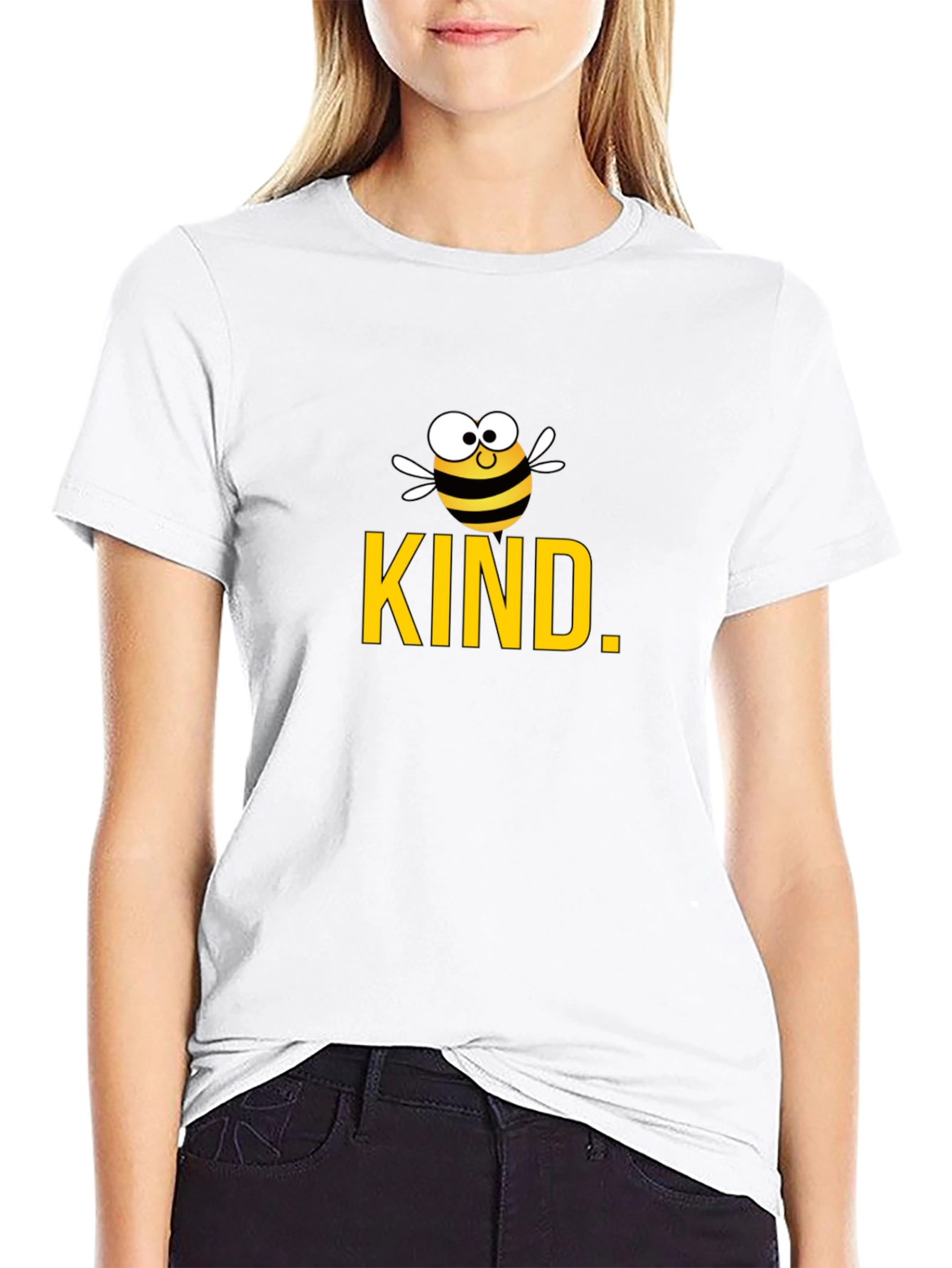 Black Be Kind Bee Graphic Tee - Black Cotton T-Shirt view 9