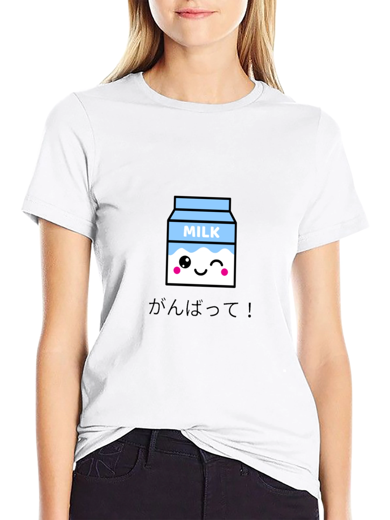 Black Kawaii Milk Carton Graphic T-Shirt view 9