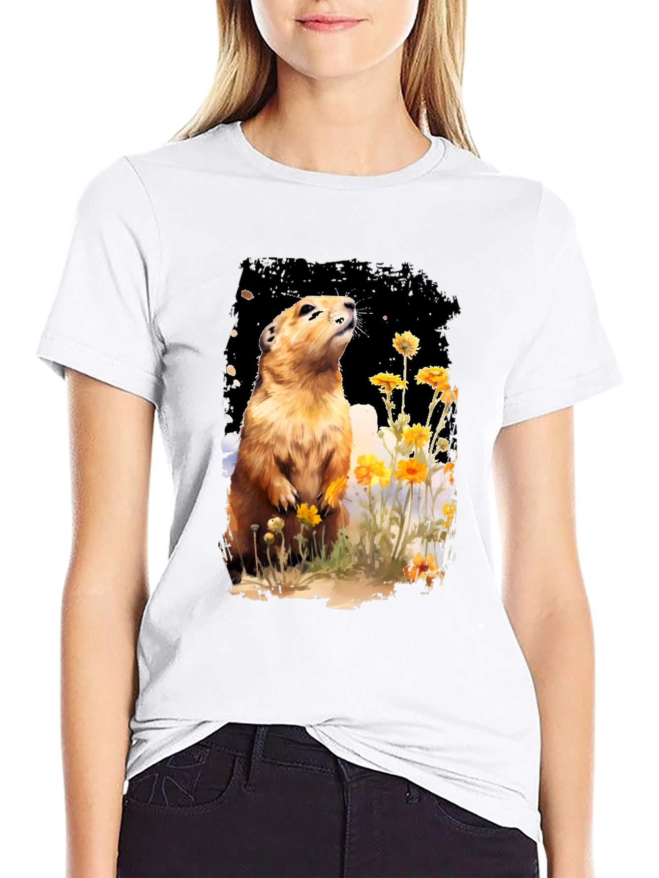 Black Prairie Dog T-Shirt - Unisex Black Tee view 9