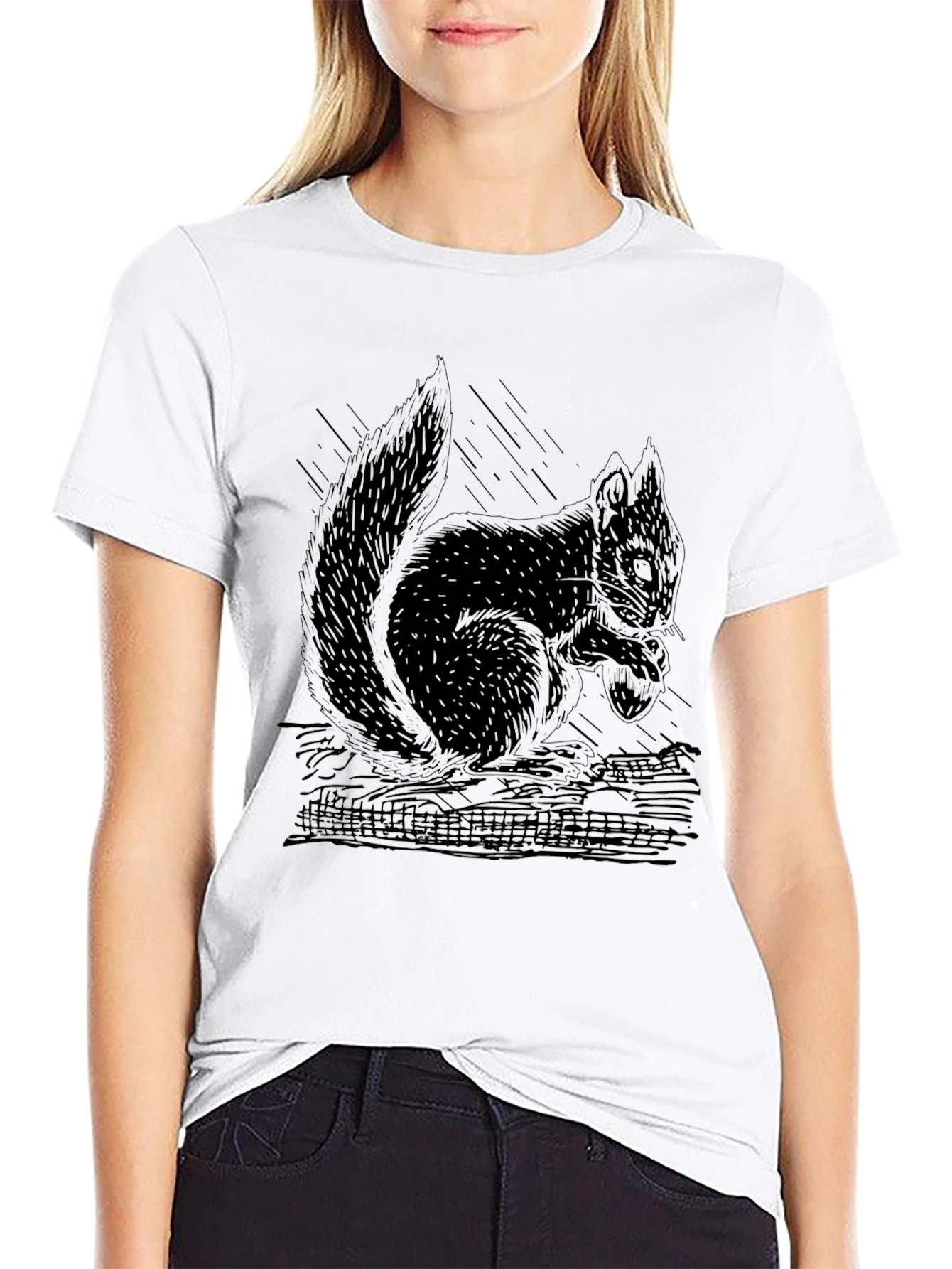 Black Men's Black Squirrel Graphic T-Shirt view 9