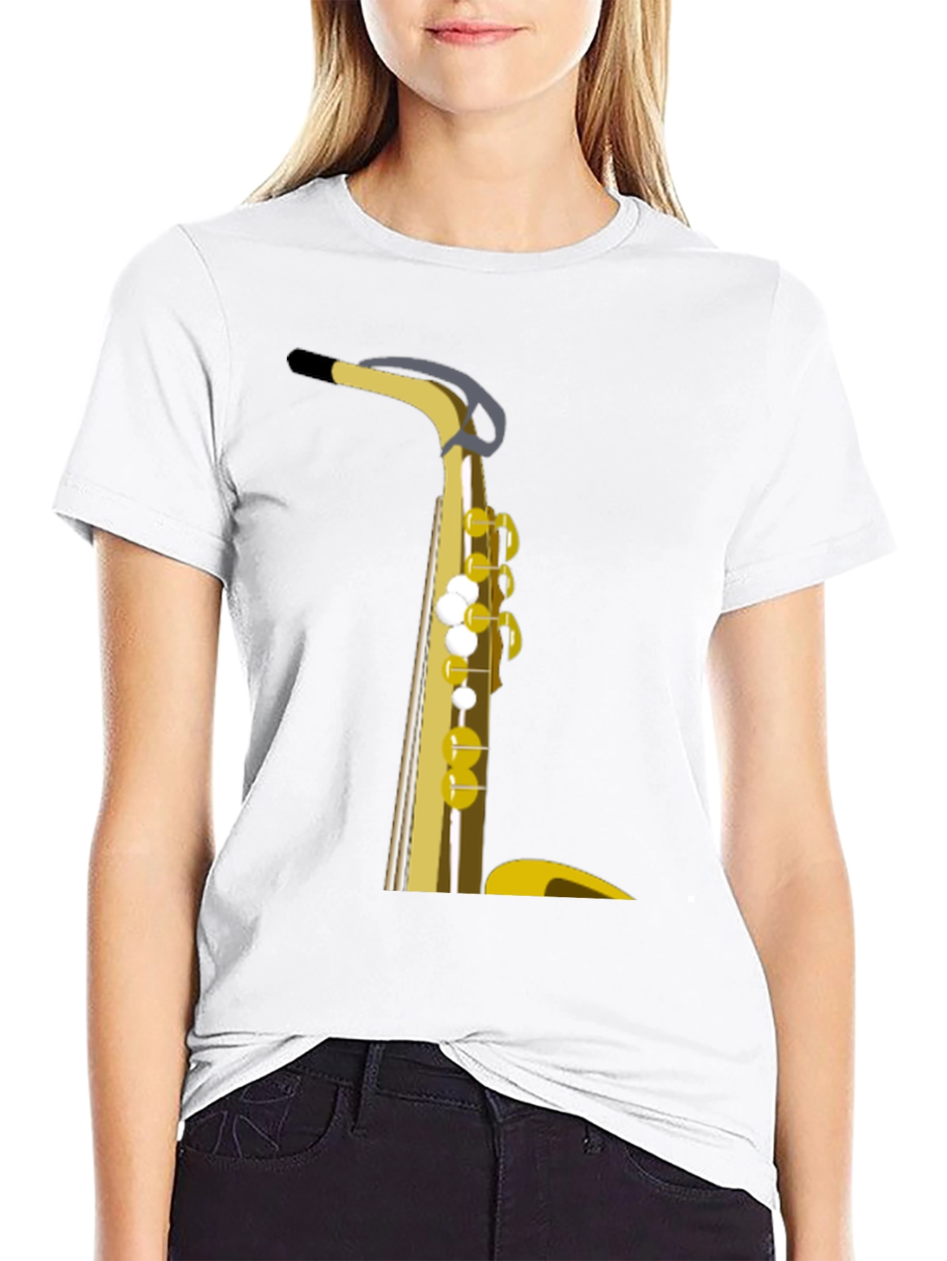 Black Saxophone Graphic Tee - Musician's Black T-Shirt view 9