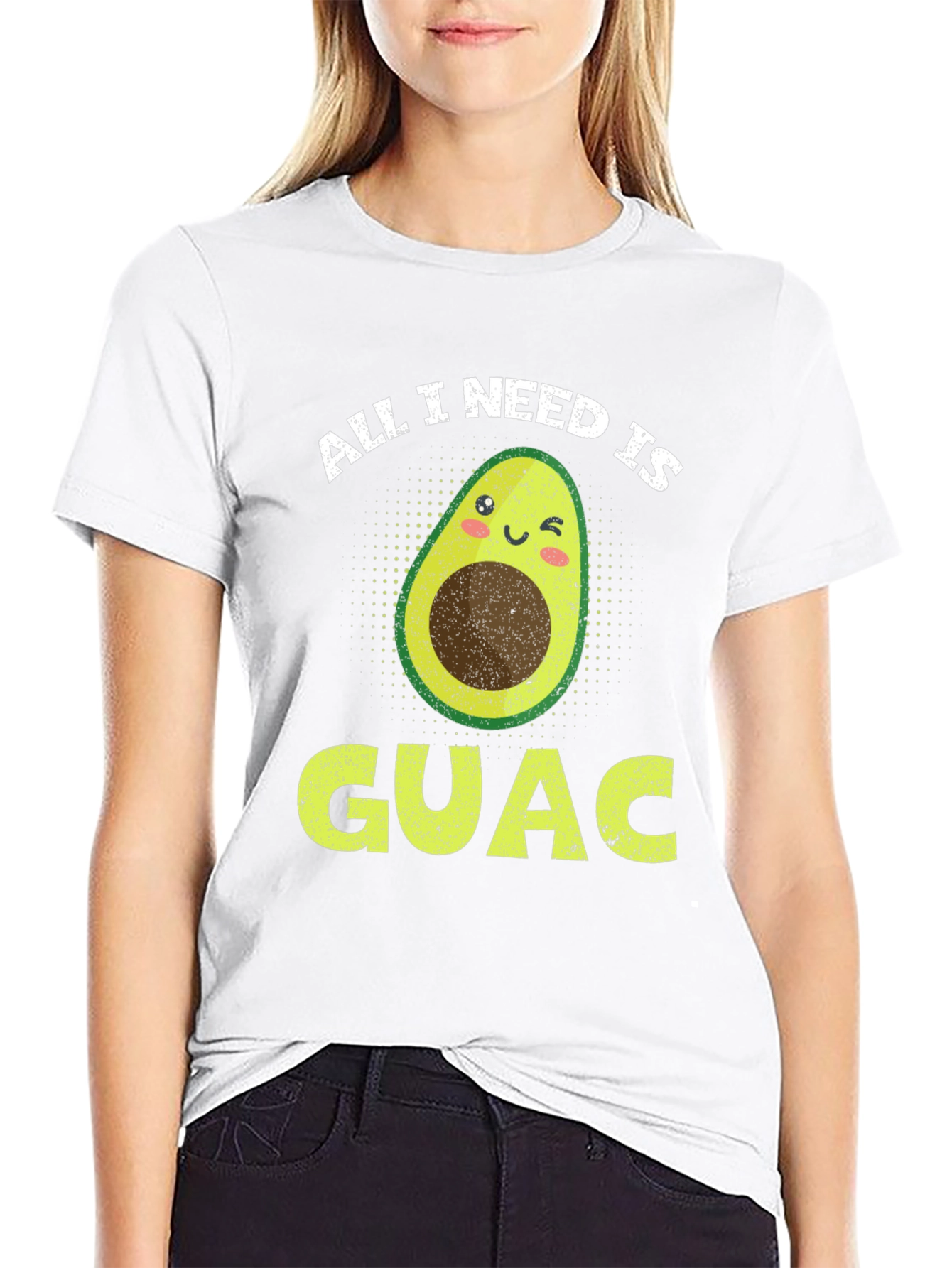 Black All I Need is Guac Funny Avocado Graphic T-Shirt view 9