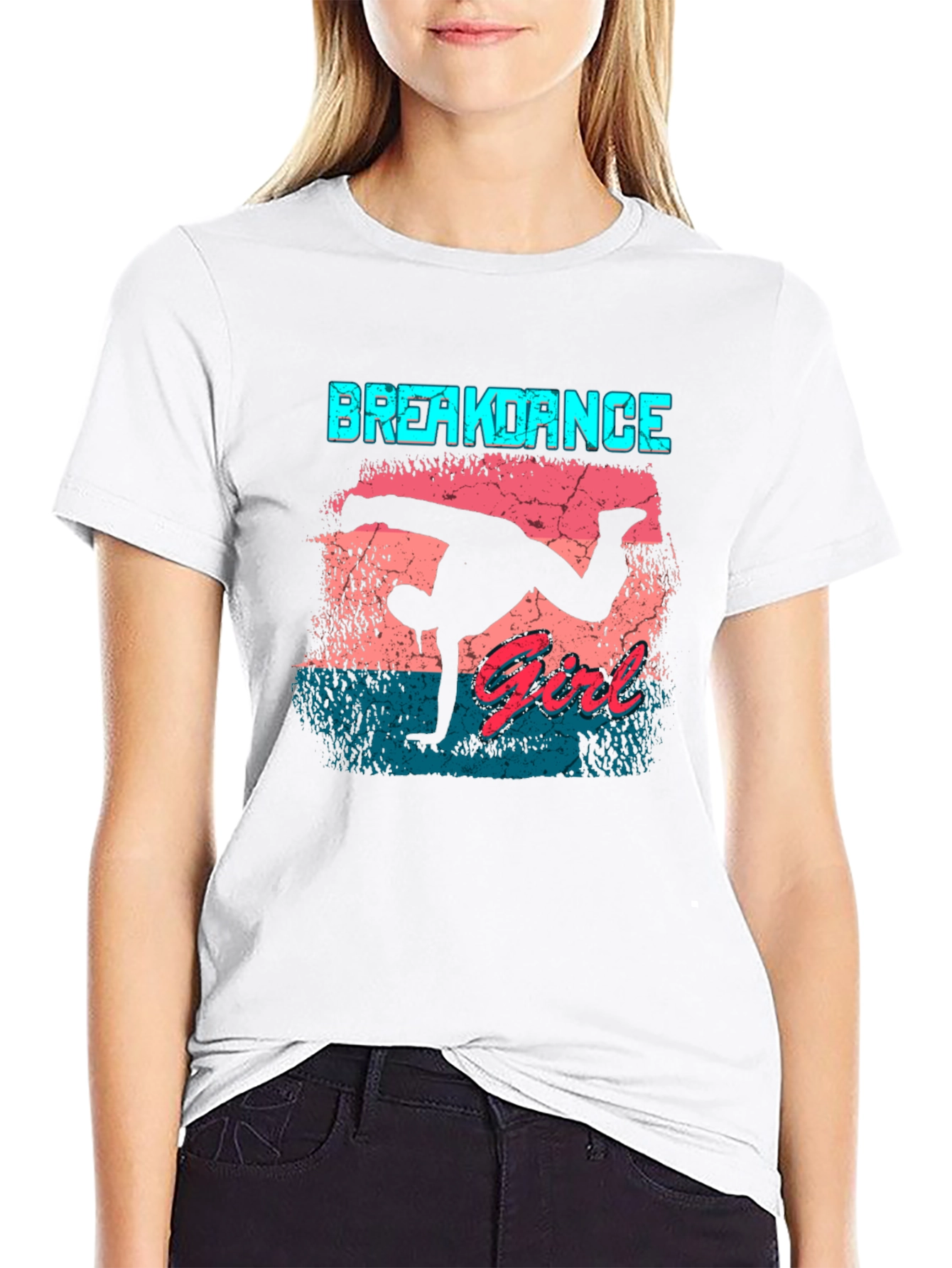 Black Breakdance Girl Graphic Tee - Black Cotton Casual view 9