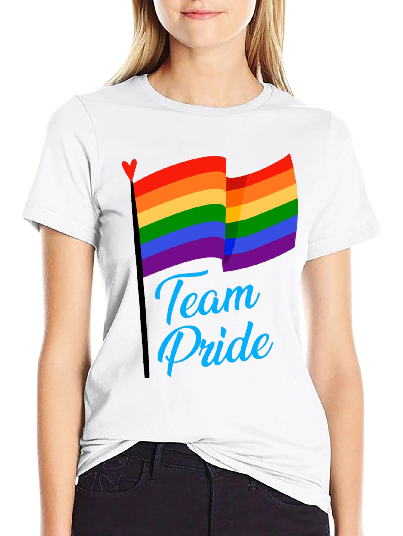 Black Team Pride LGBT Rainbow Flag Graphic T-Shirt view 9