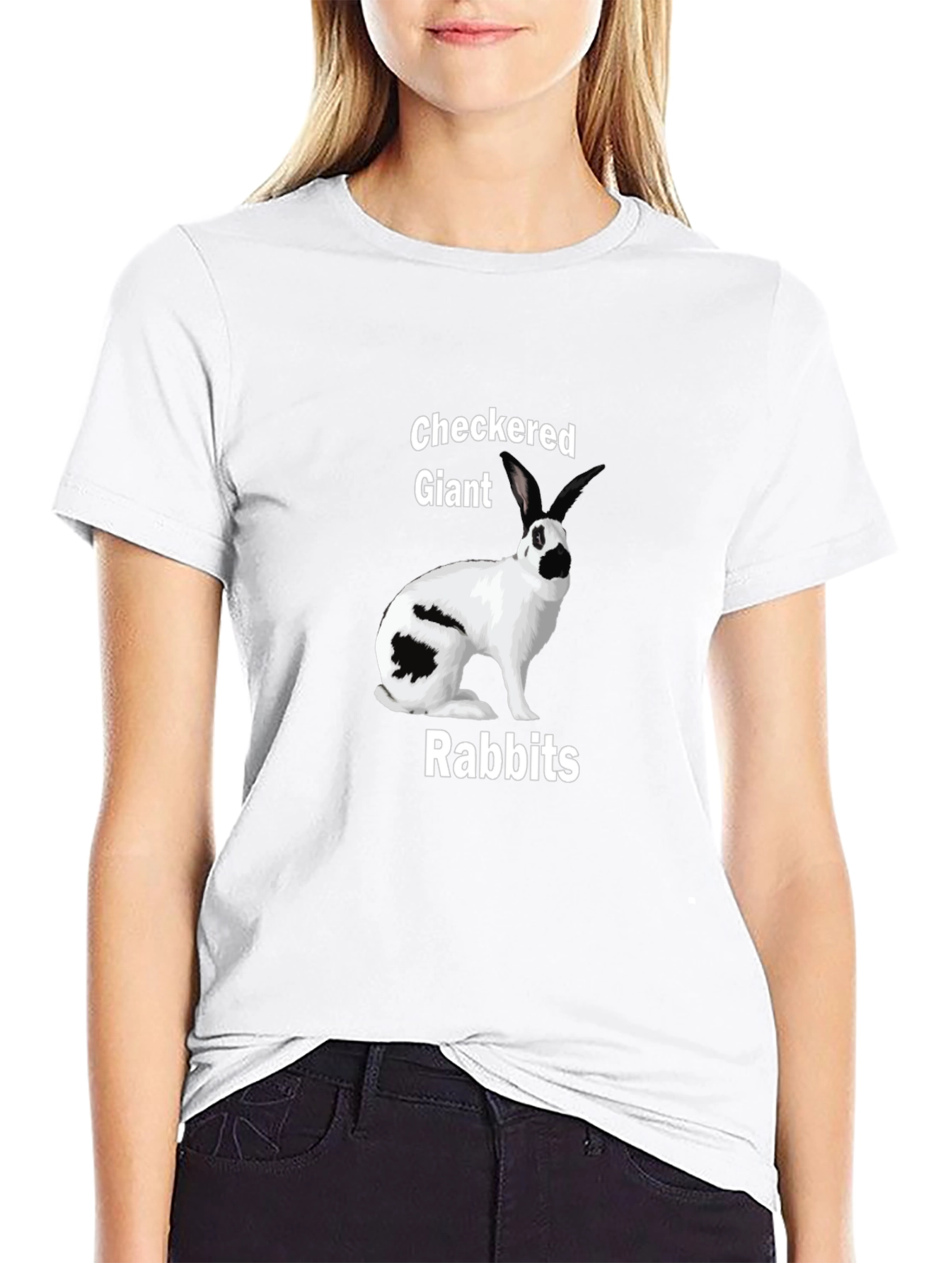 Black Checkered Giant Rabbit T-Shirt view 9
