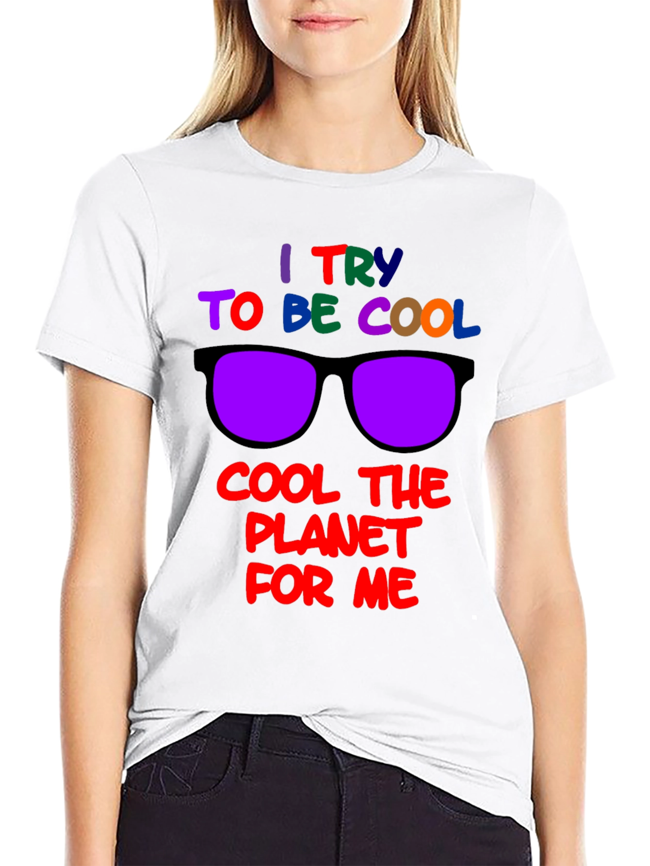 Black Cool Planet T-Shirt: I Try to Be Cool Design view 9