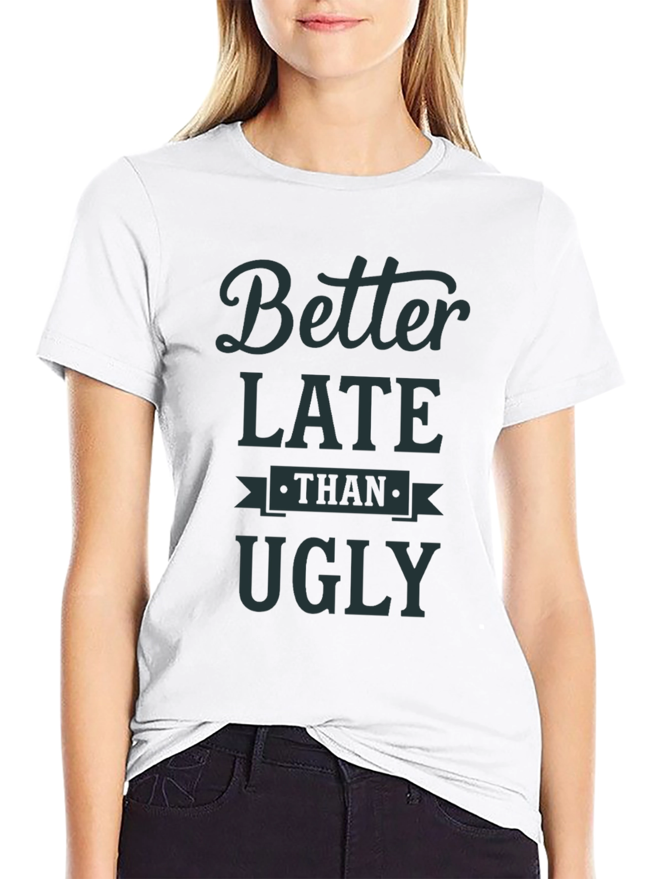 Black Better Late Than Ugly Graphic Tee - Men's Black T-Shirt view 9