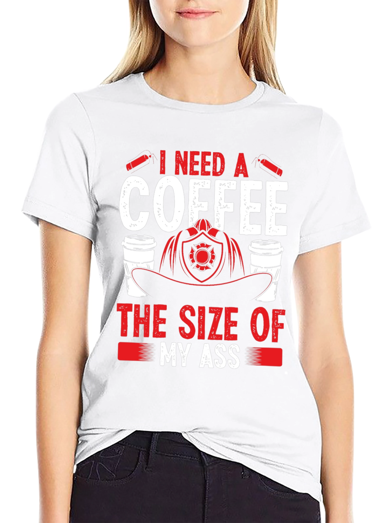 Black Funny Firefighter Coffee T-Shirt view 9