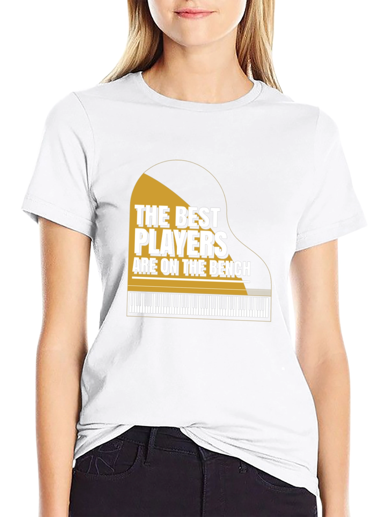 Black Piano Player T-Shirt - "The Best Players Are On The Bench" view 9
