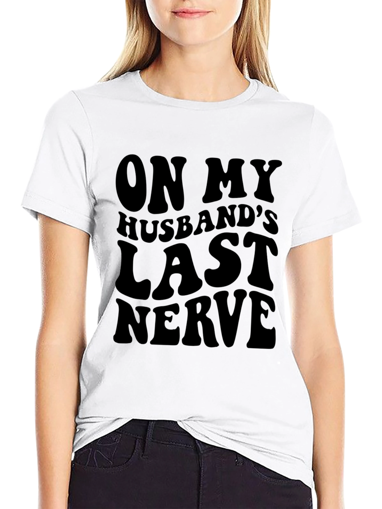 Black On My Husband's Last Nerve T-Shirt - Funny Sarcastic Tee view 9