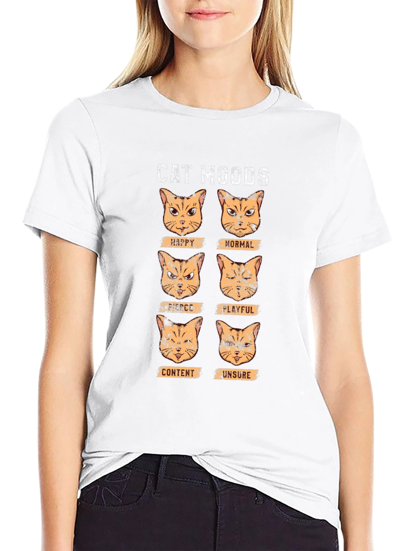 Black Cat Moods Graphic T-Shirt - Funny Cat Lover Tee view 9