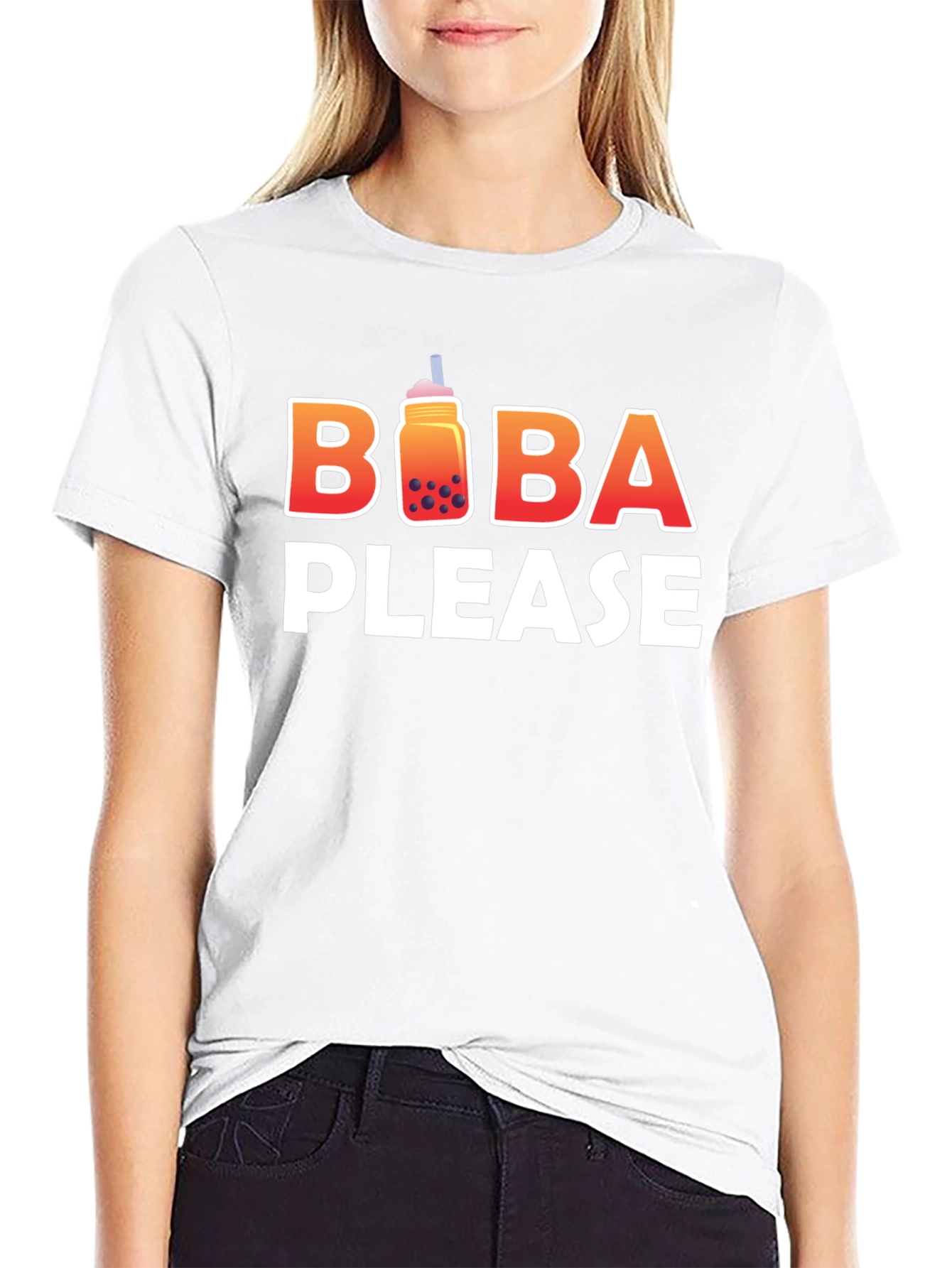 Black Boba Please Graphic T-Shirt - Cute Bubble Tea Lover Tee view 9