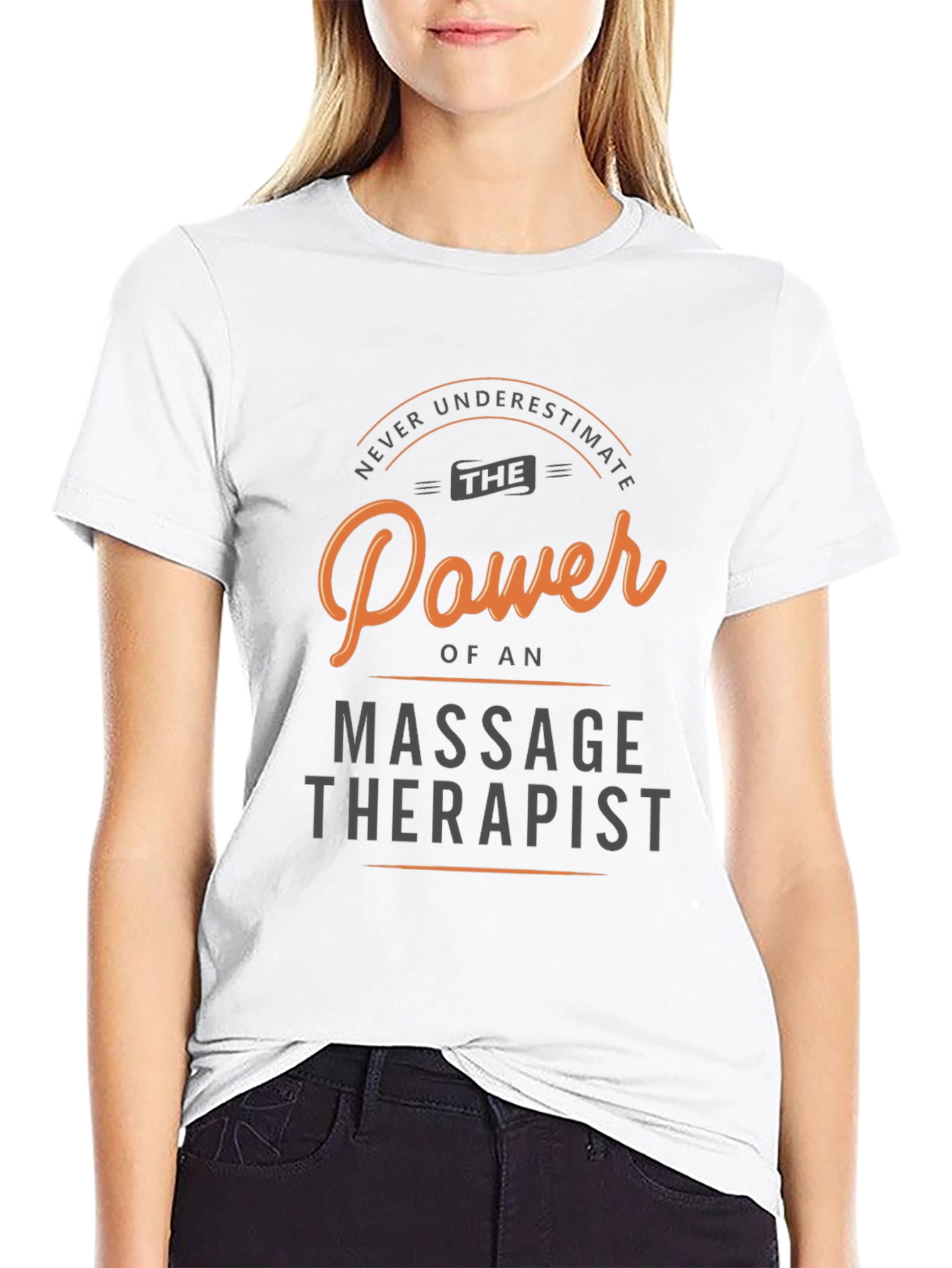 Black Massage Therapist Power T-Shirt - Black Cotton view 9