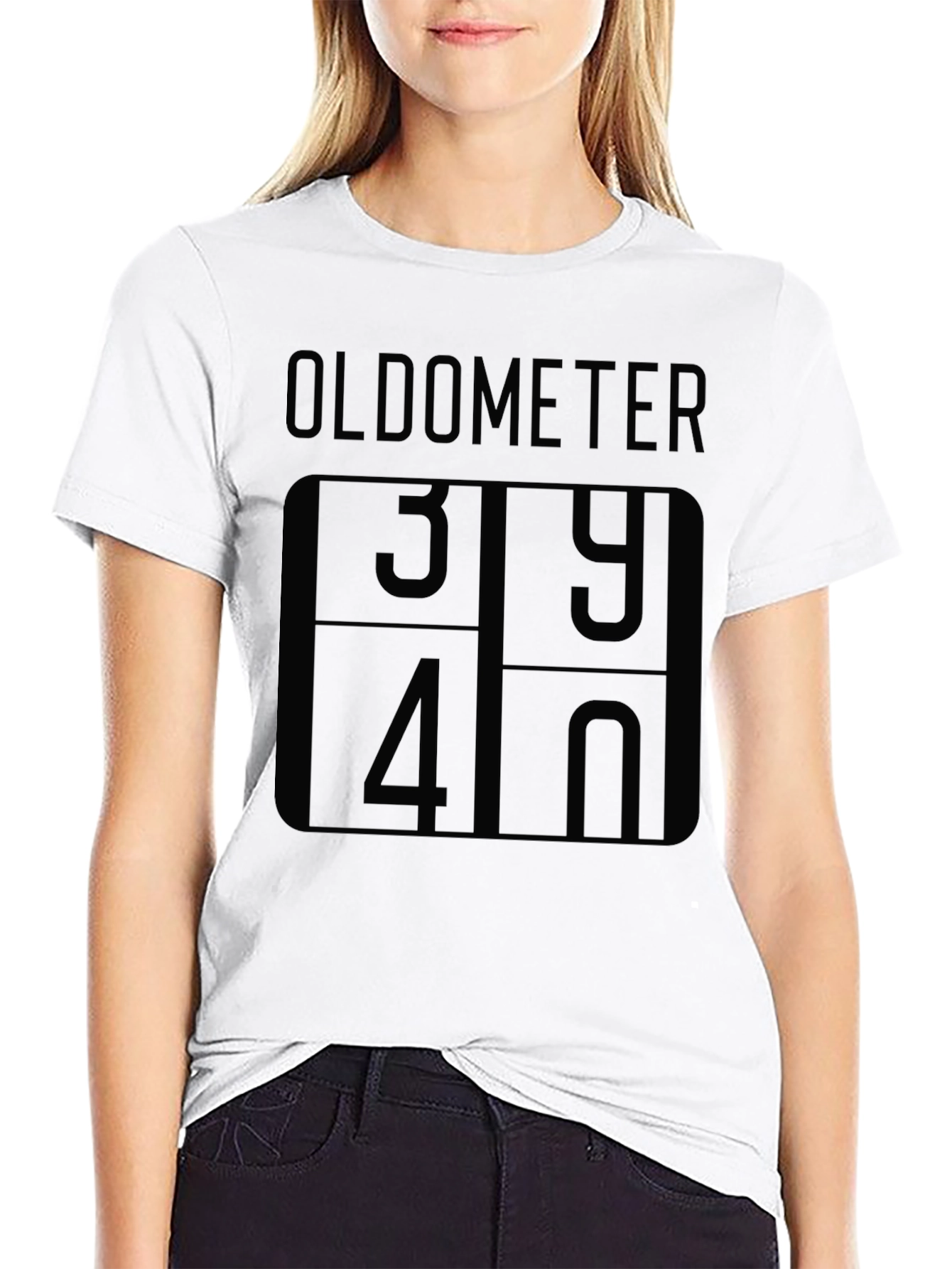 Black Oldometer 39-40 Novelty Graphic T-Shirt view 9